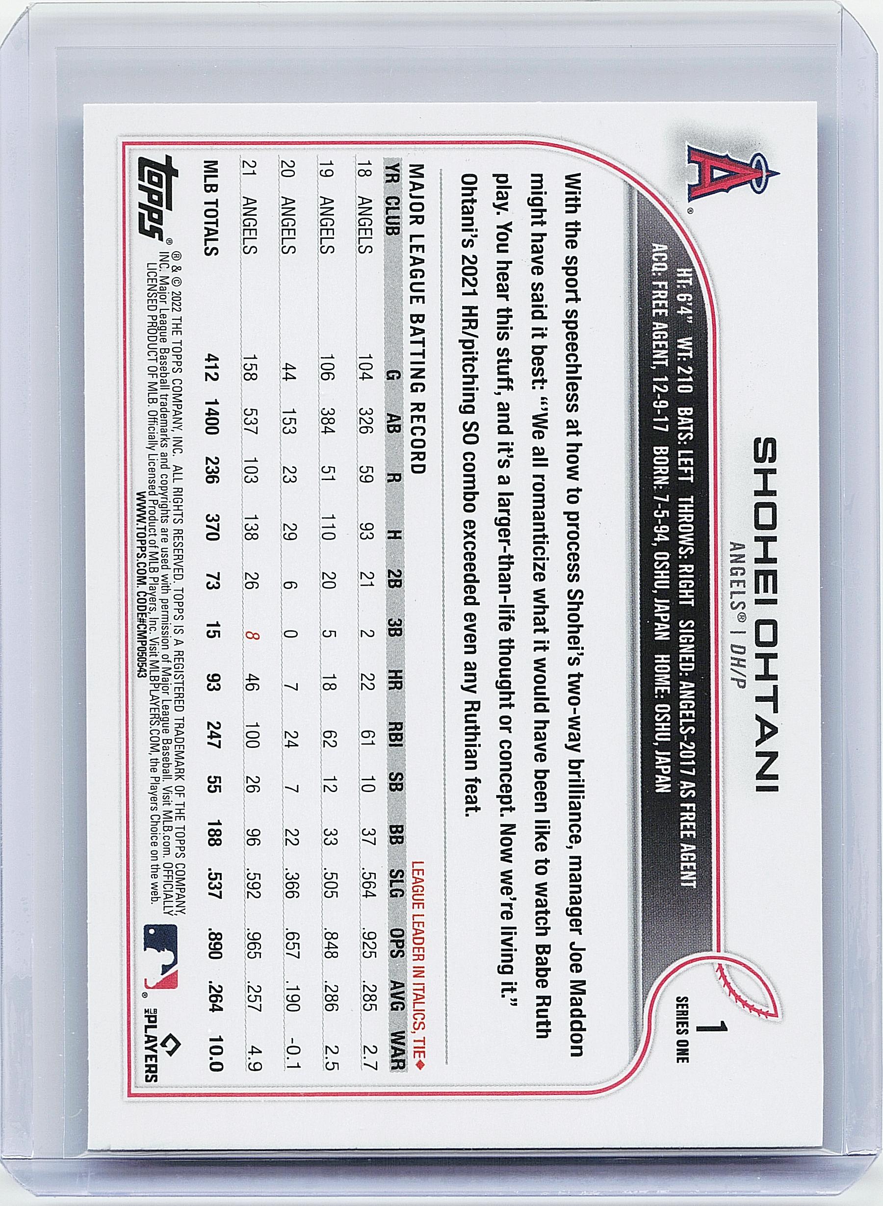 2022 Topps #1 Shohei Ohtani