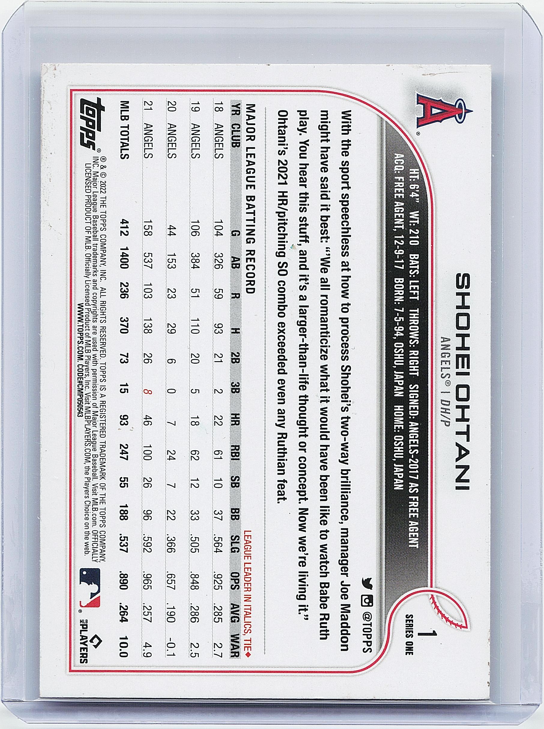 2022 Topps #1 Shohei Ohtani