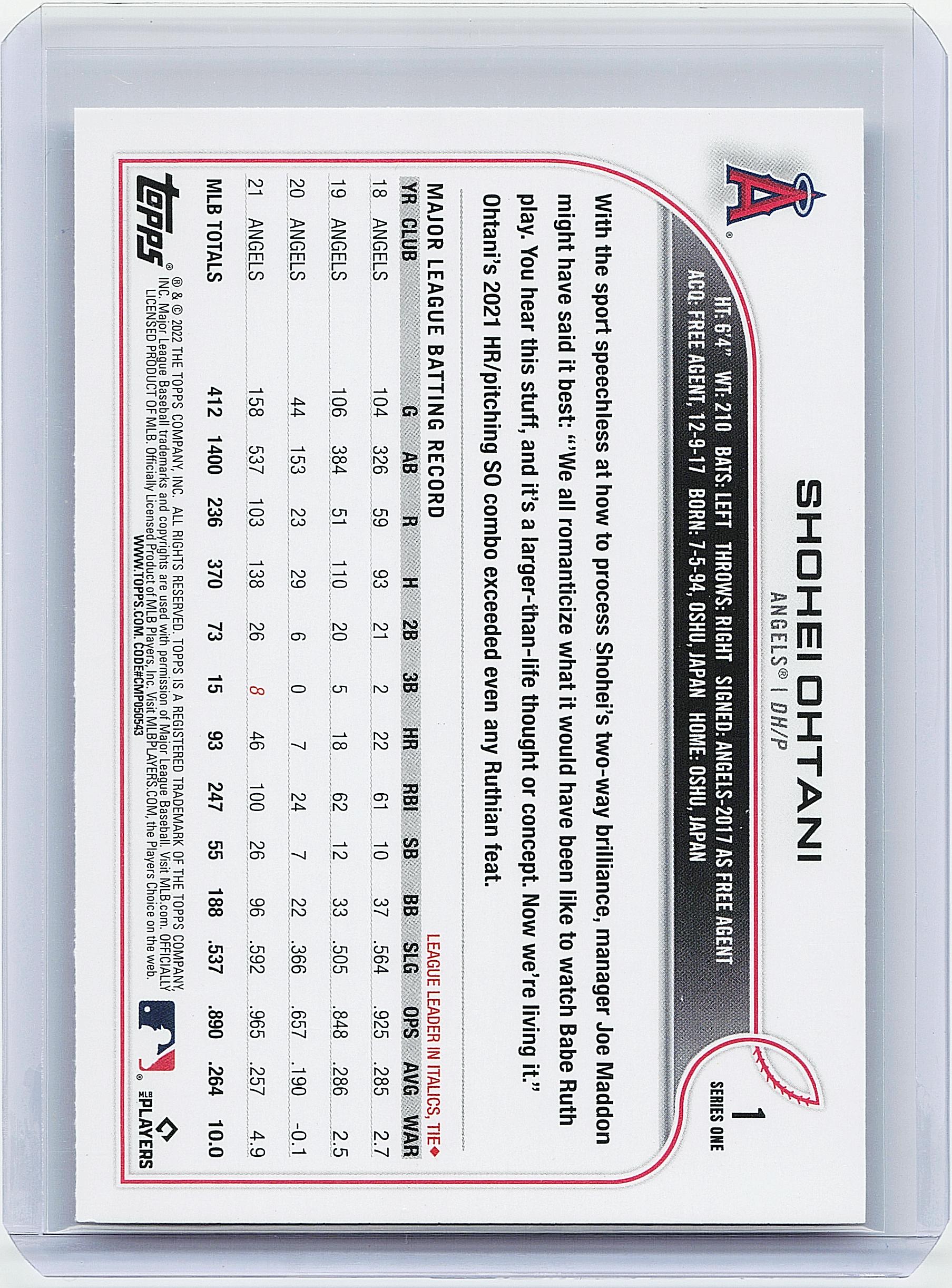 2022 Topps #1 Shohei Ohtani