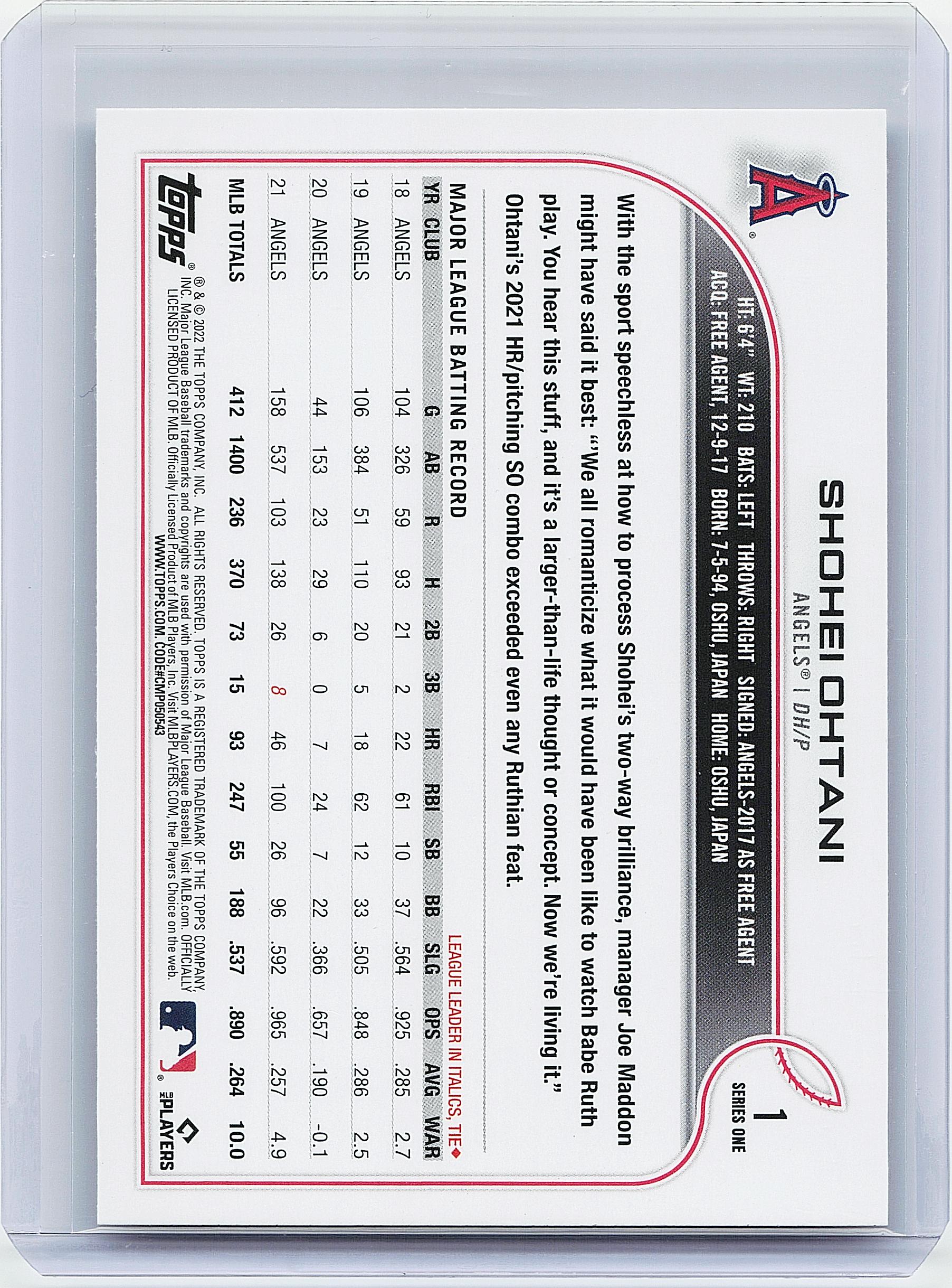 2022 Topps #1 Shohei Ohtani