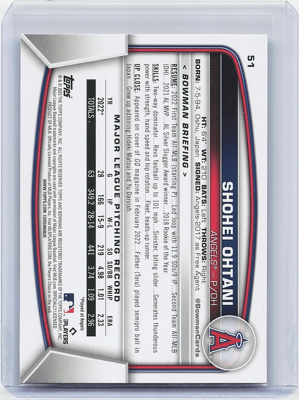 2023 Bowman #51 Shohei Ohtani