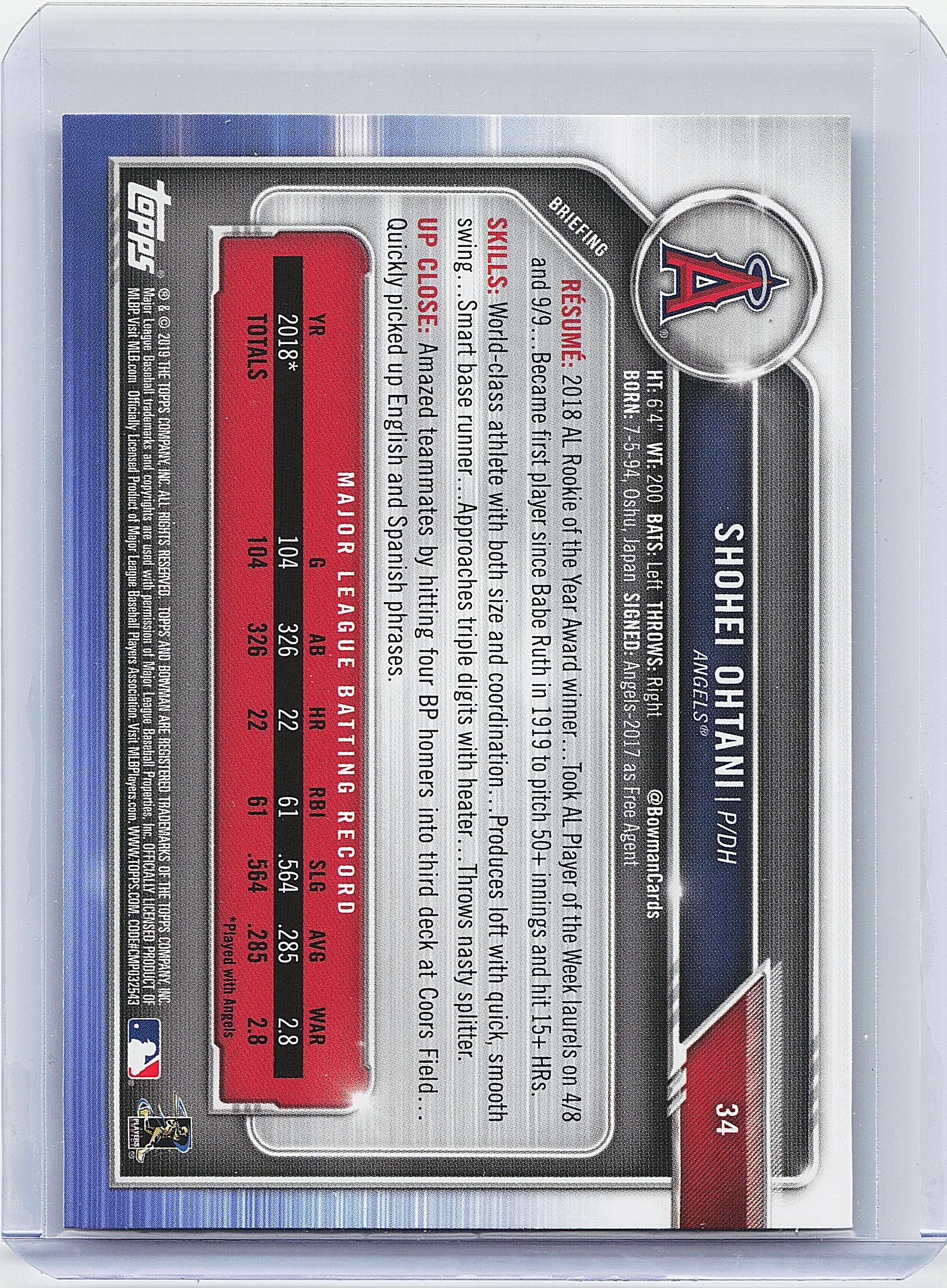 2019 Bowman #34 Shohei Ohtani