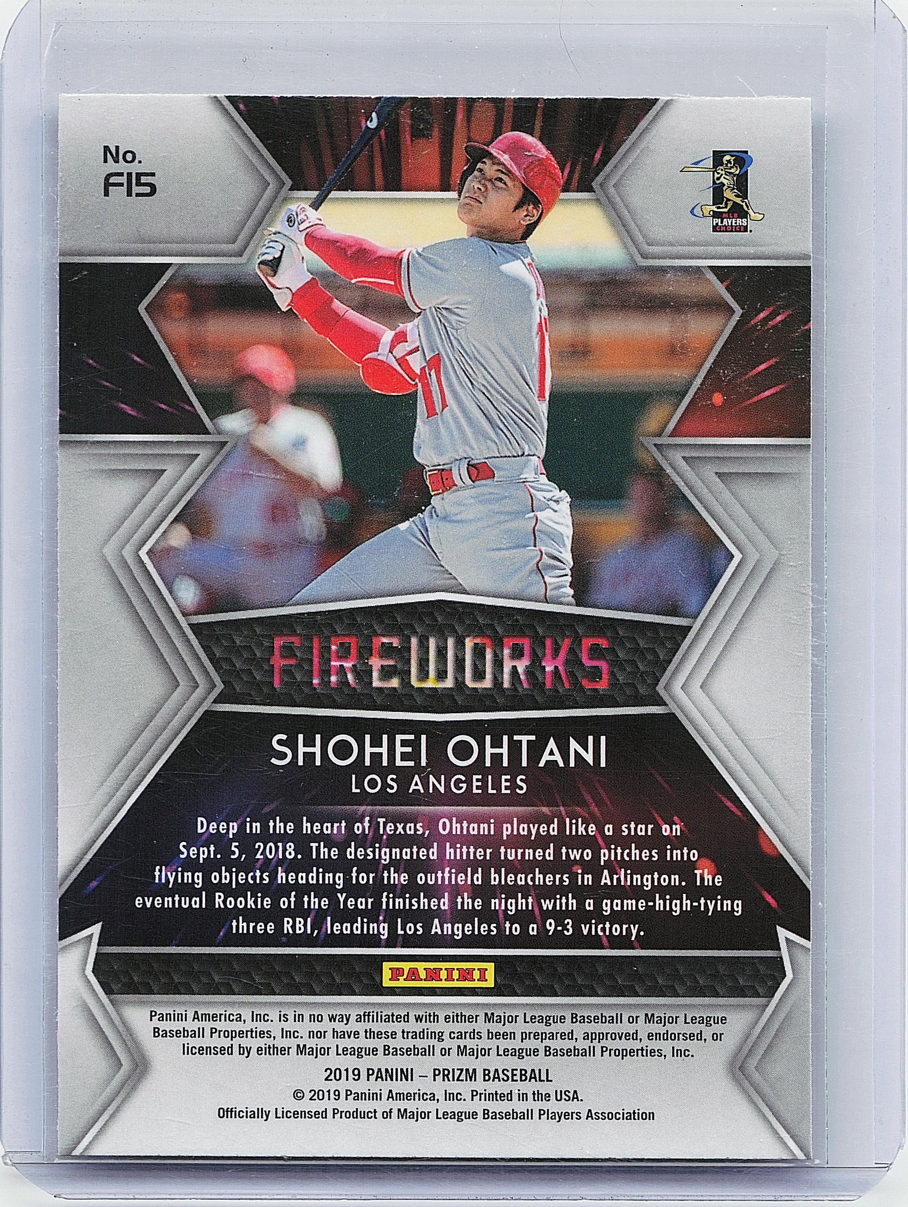 2019 Panini Prizm #F15 Shohei Ohtani Fireworks