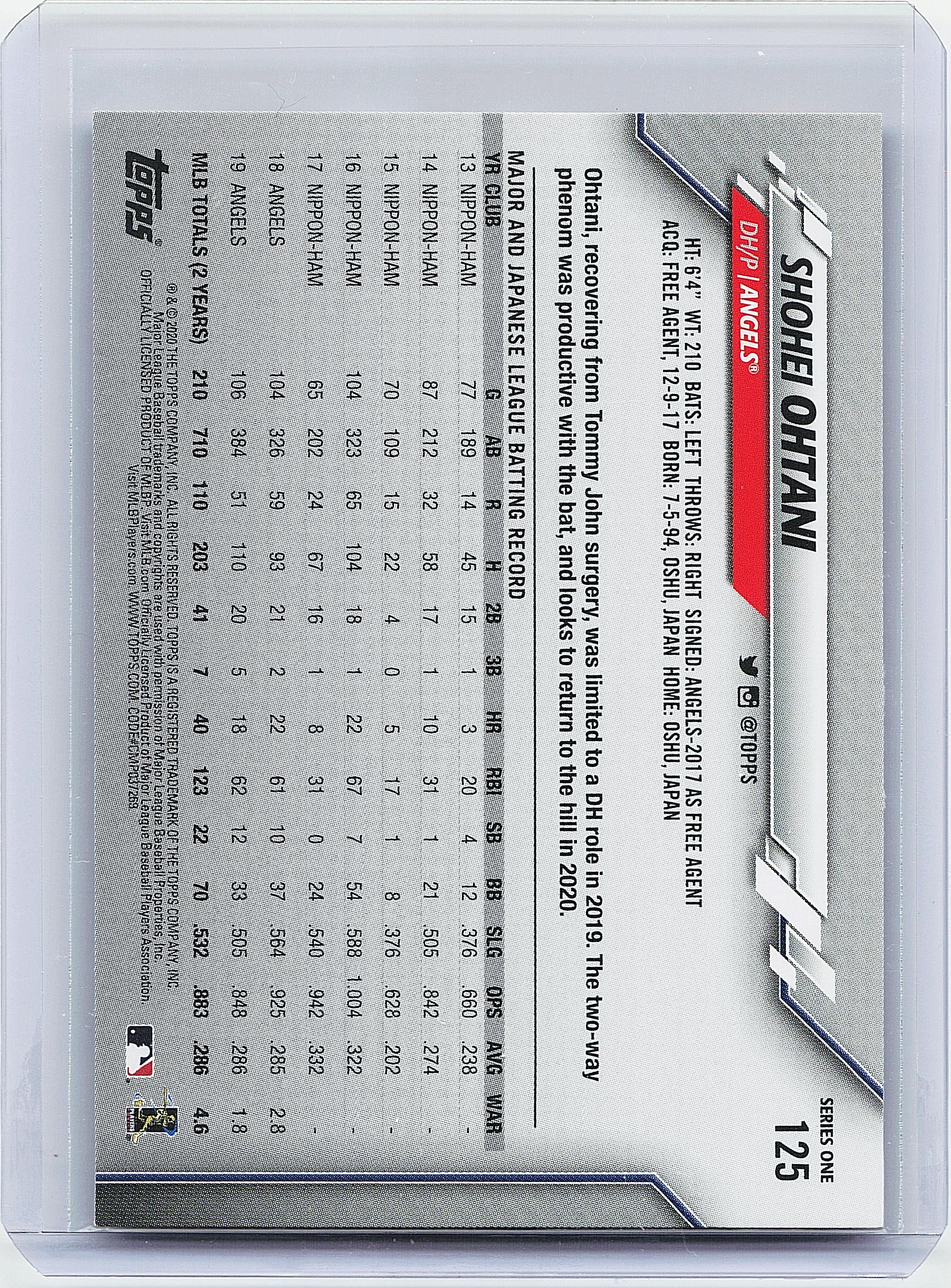 2020 Topps #125 Shohei Ohtani