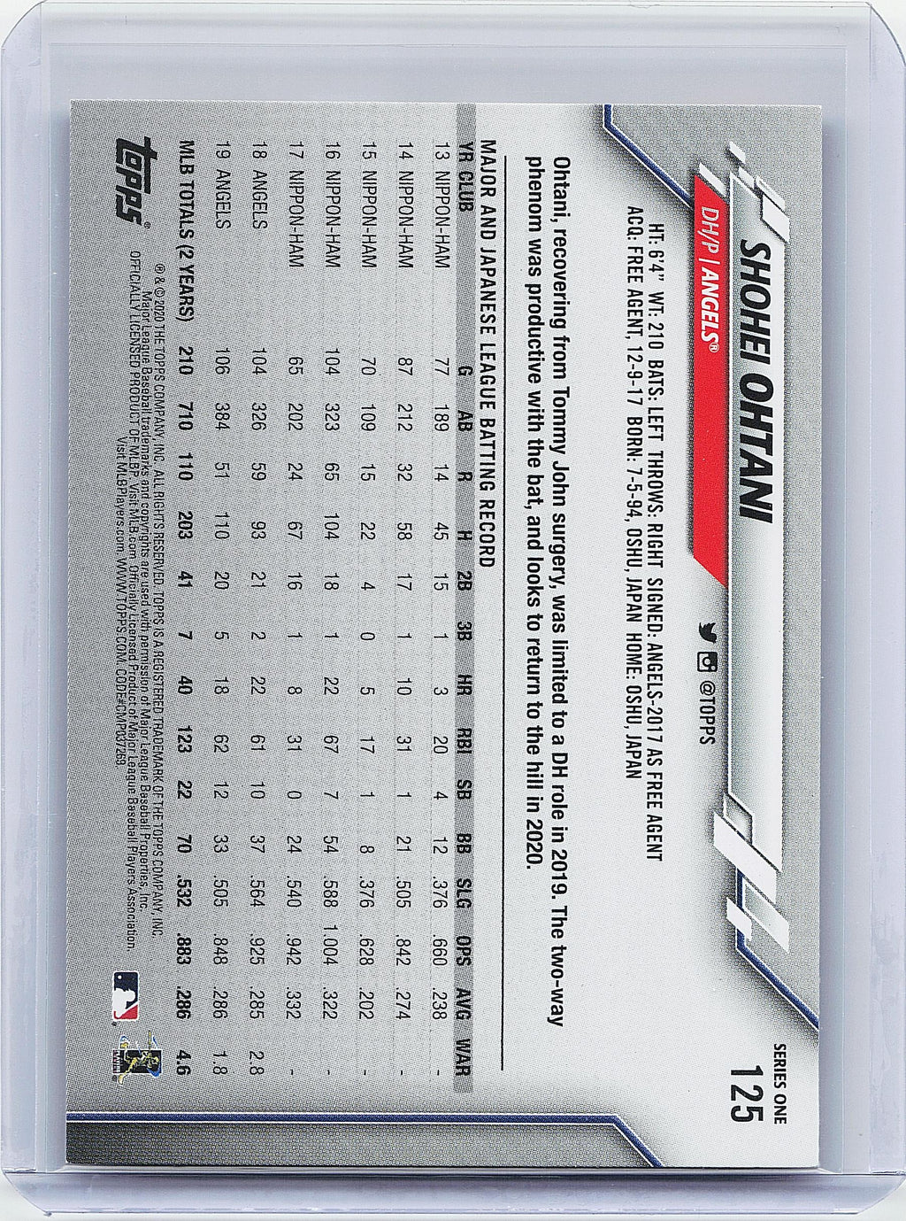 2020 Topps #125 Shohei Ohtani