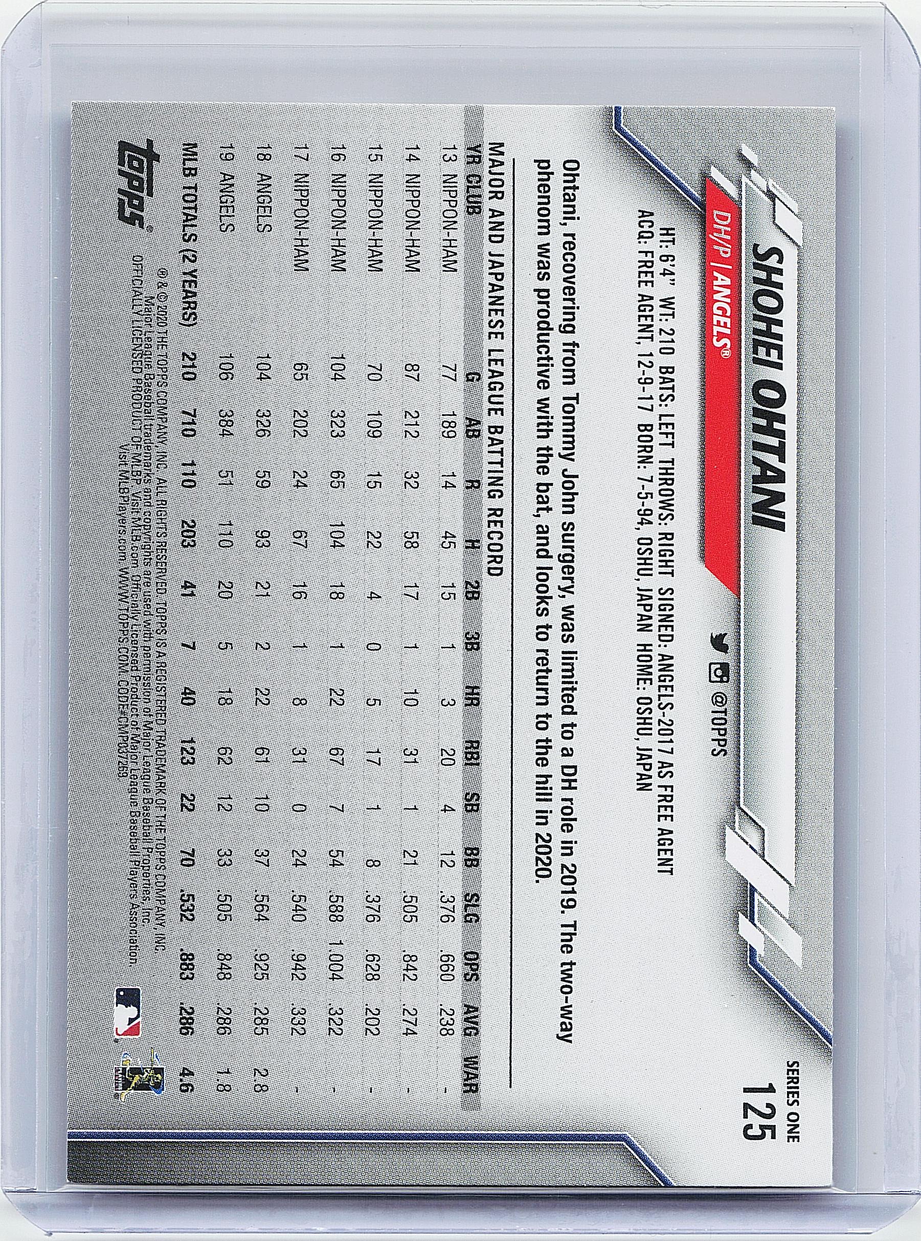 2020 Topps #125 Shohei Ohtani