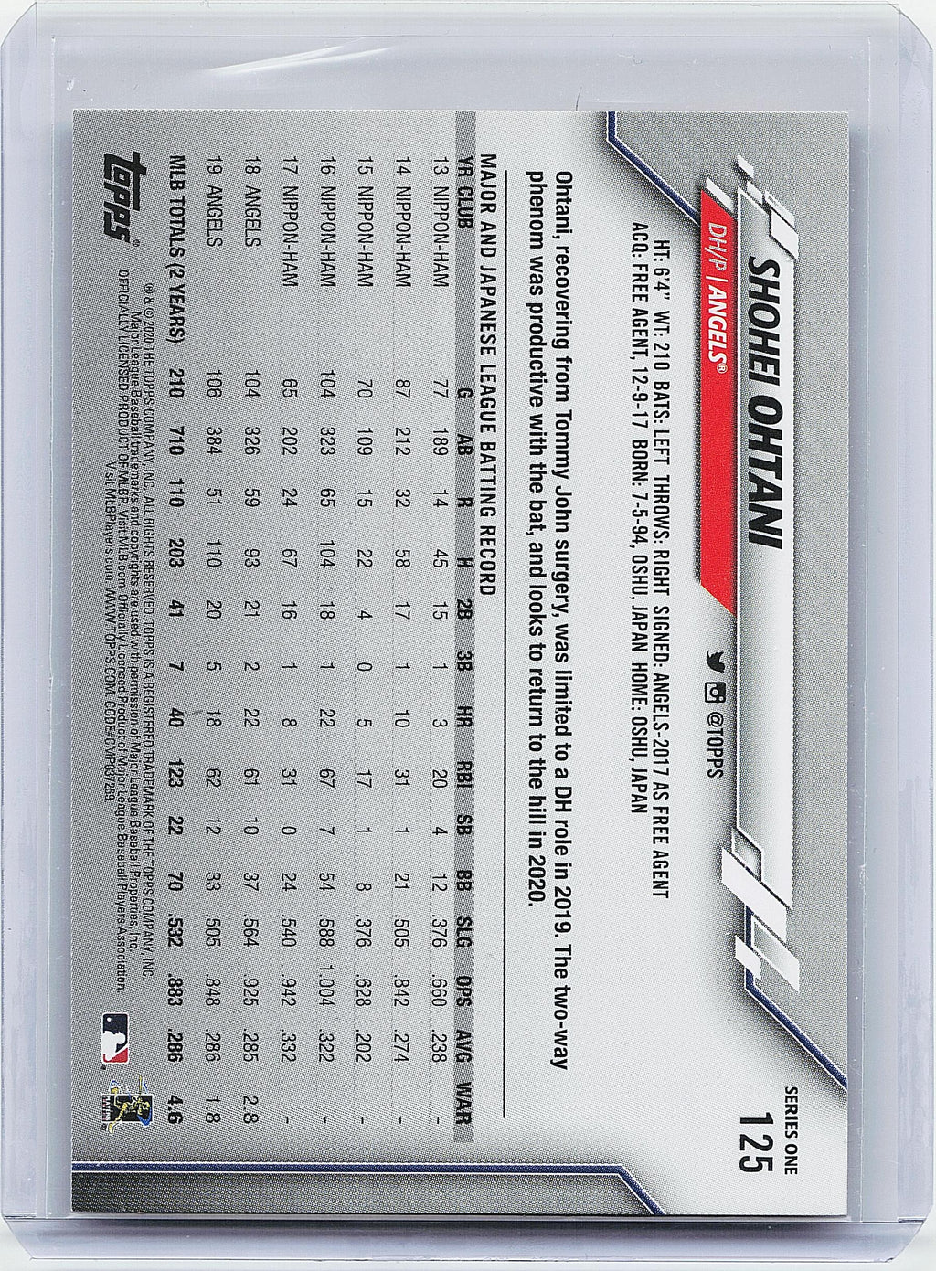 2020 Topps #125 Shohei Ohtani