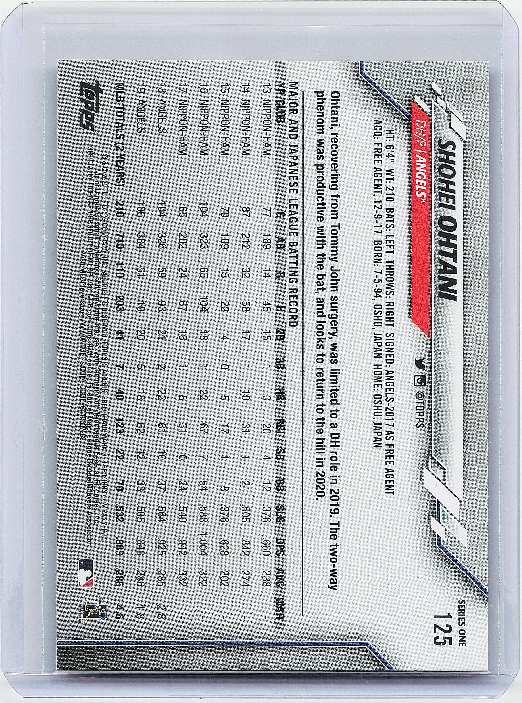2020 Topps #125 Shohei Ohtani