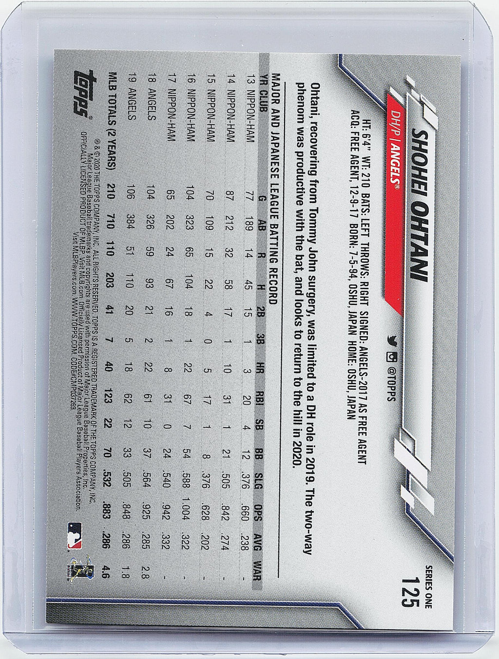 2020 Topps #125 Shohei Ohtani