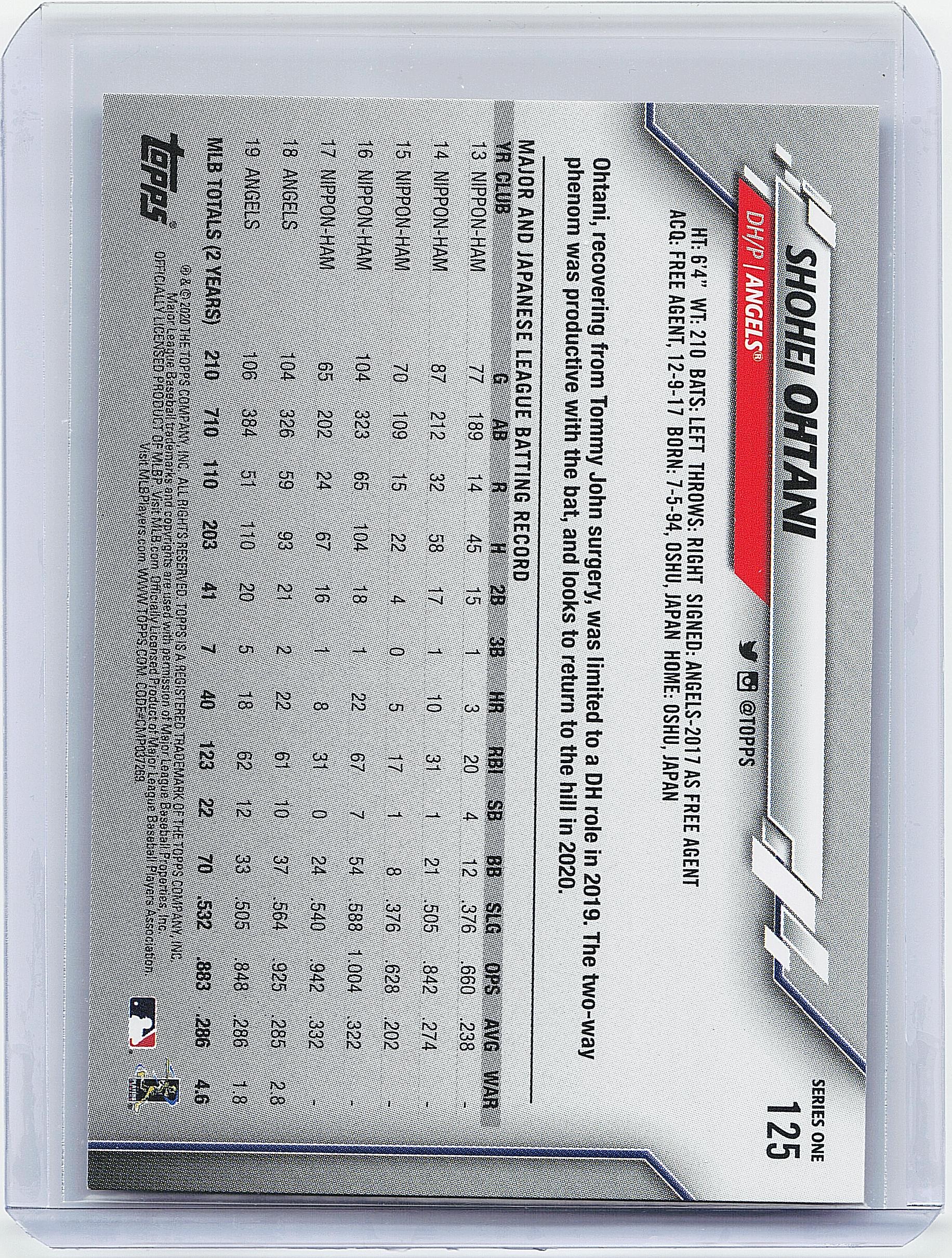 2020 Topps #125 Shohei Ohtani