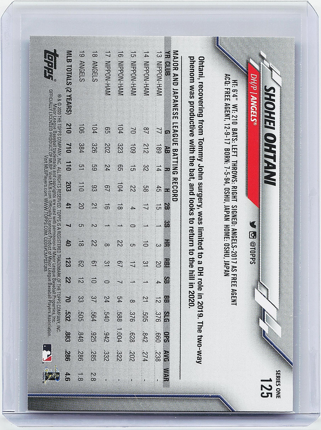 2020 Topps #125 Shohei Ohtani