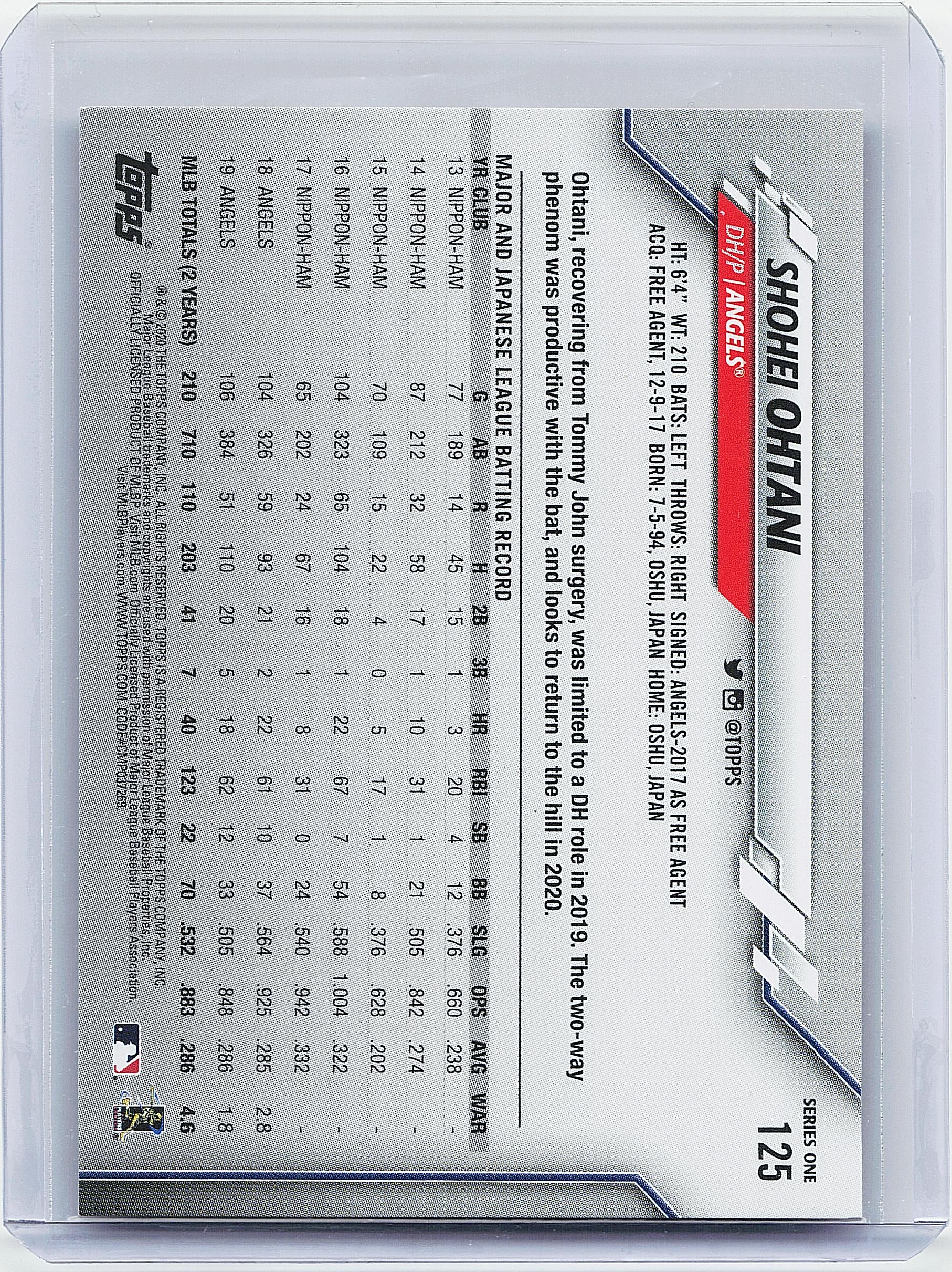 2020 Topps #125 Shohei Ohtani