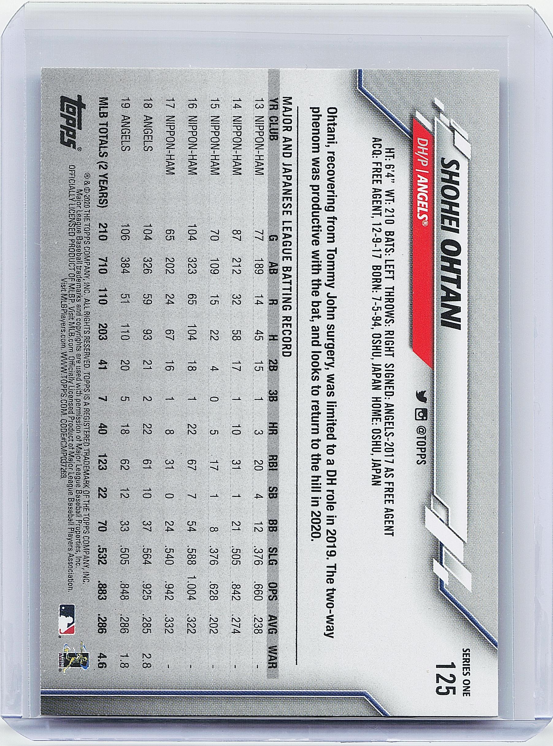 2020 Topps #125 Shohei Ohtani