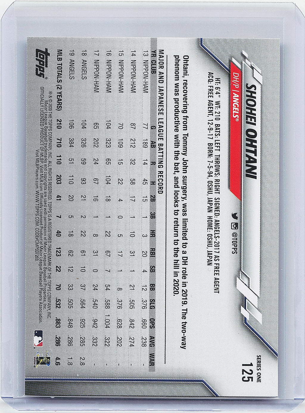 2020 Topps #125 Shohei Ohtani