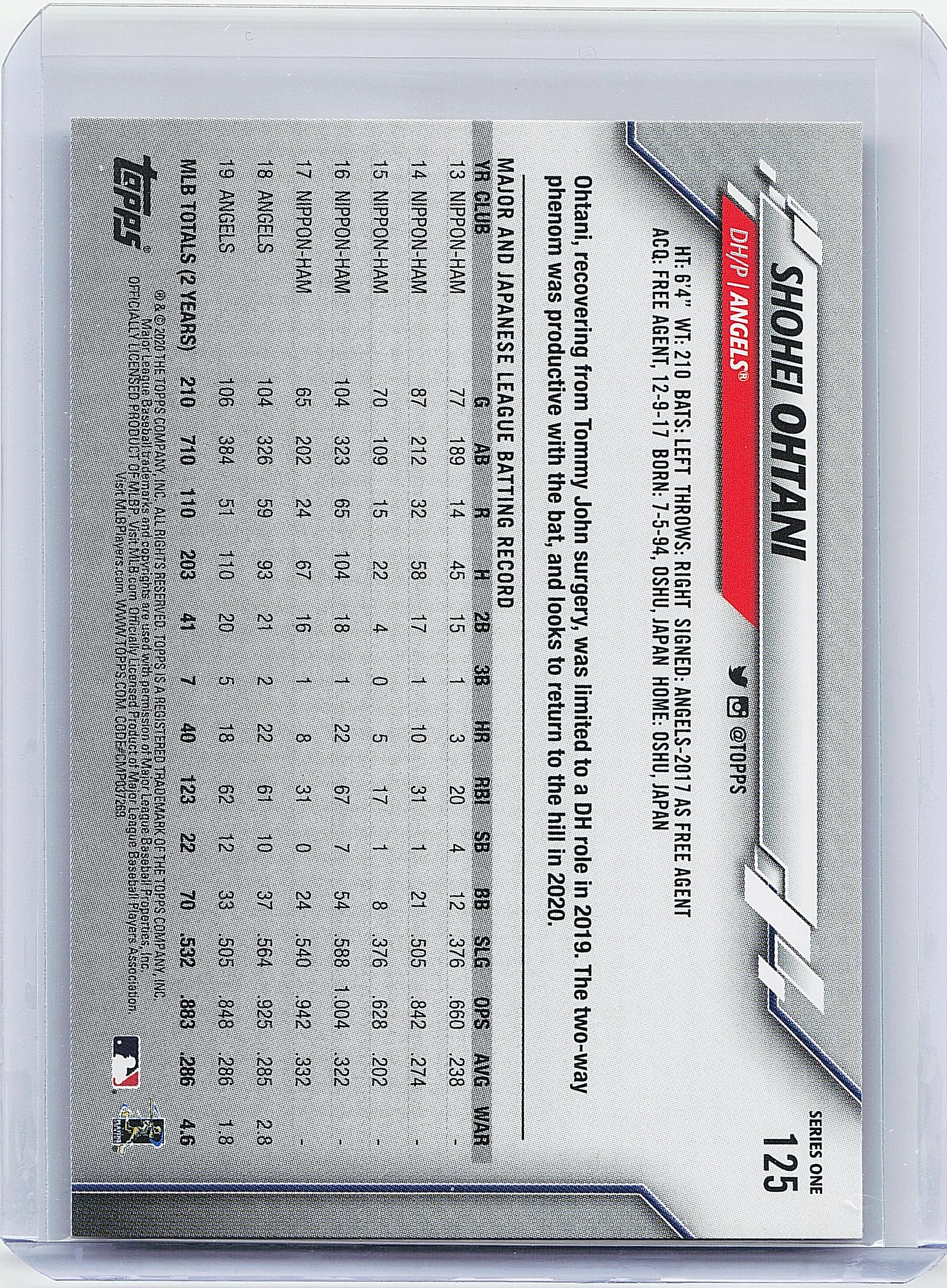 2020 Topps #125 Shohei Ohtani