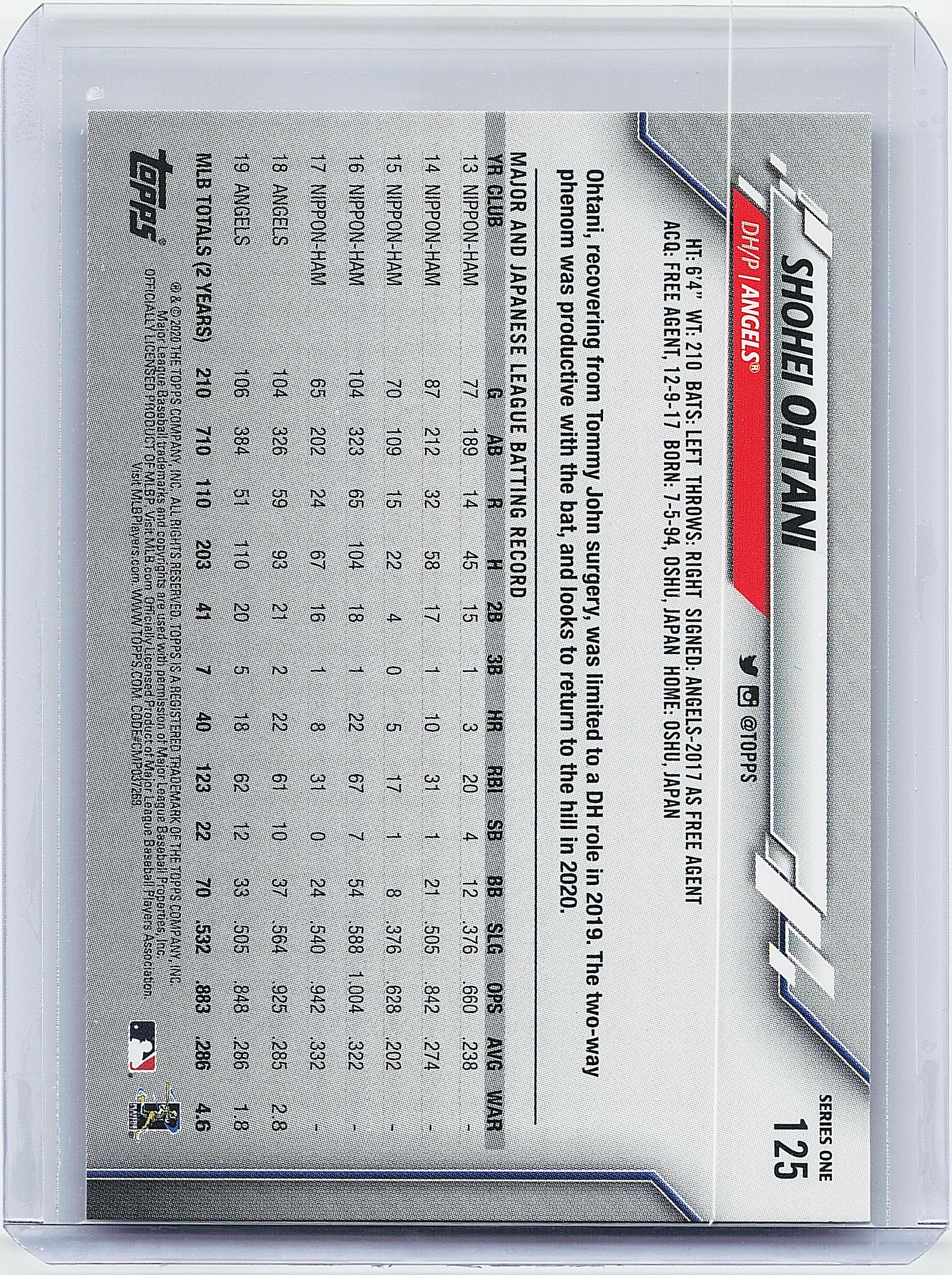 2020 Topps #125 Shohei Ohtani