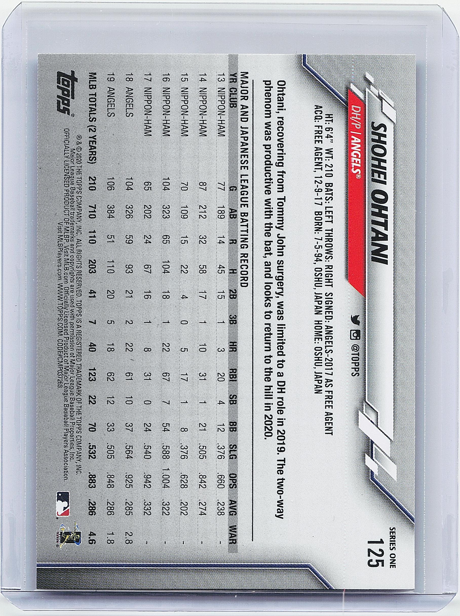 2020 Topps #125 Shohei Ohtani