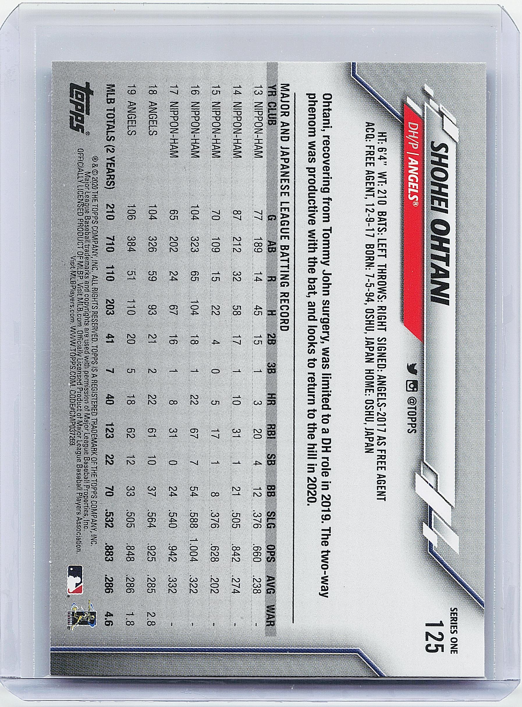 2020 Topps #125 Shohei Ohtani