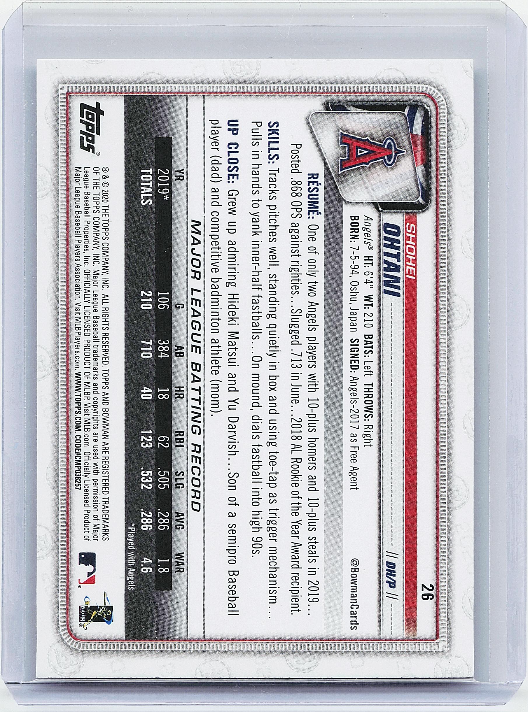 2020 Bowman #26 Shohei Ohtani