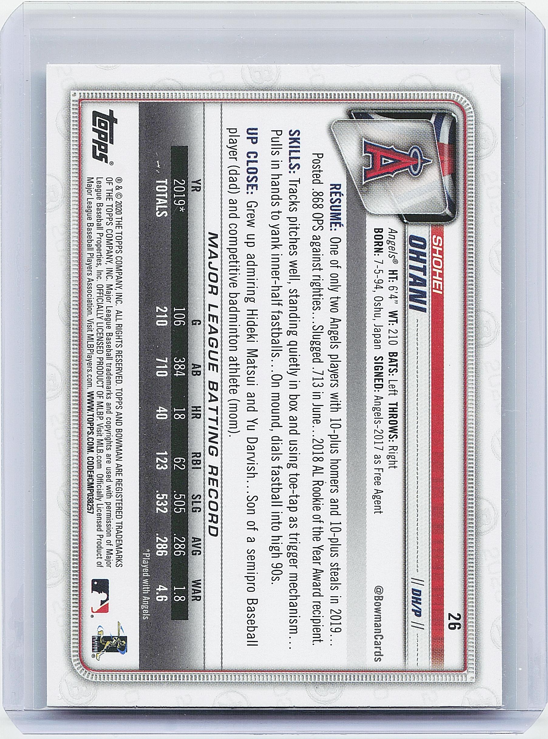 2020 Bowman #26 Shohei Ohtani