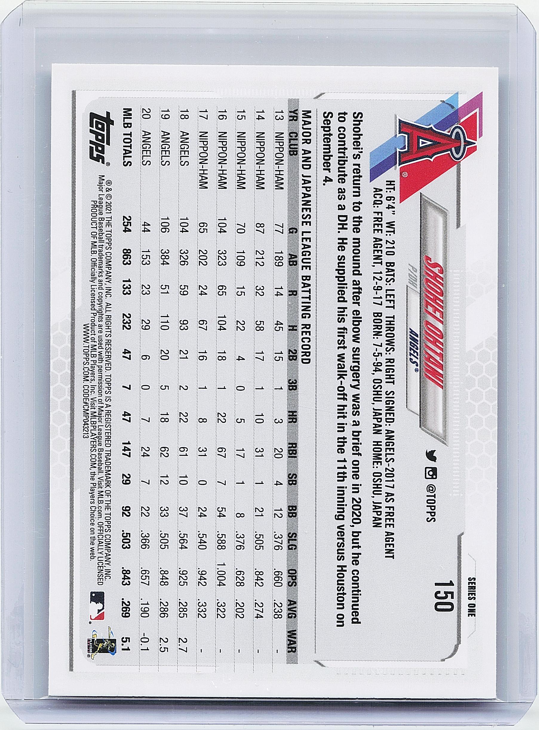 2021 Topps #150a Shohei Ohtani