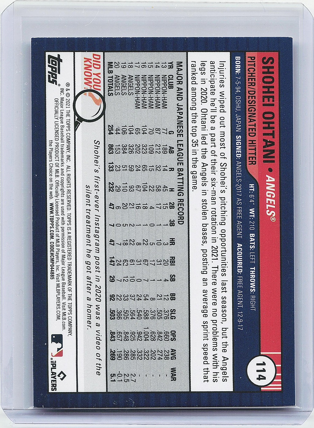 2021 Topps Big League #114 Shohei Ohtani