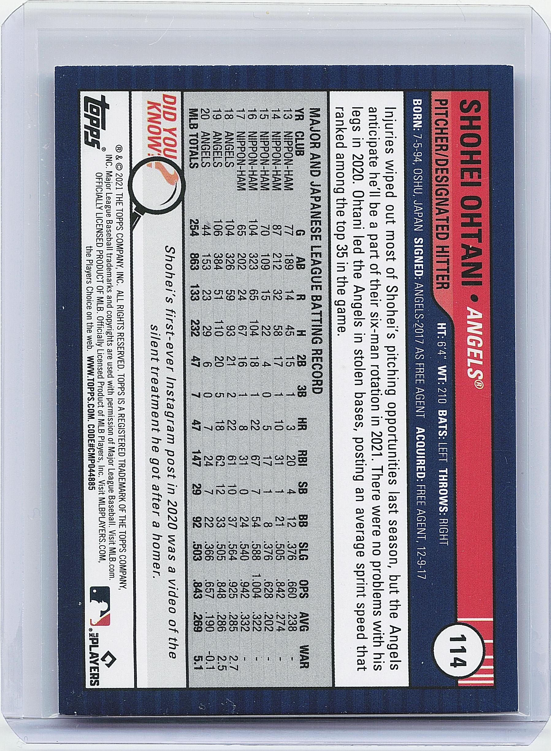 2021 Topps Big League #114 Shohei Ohtani