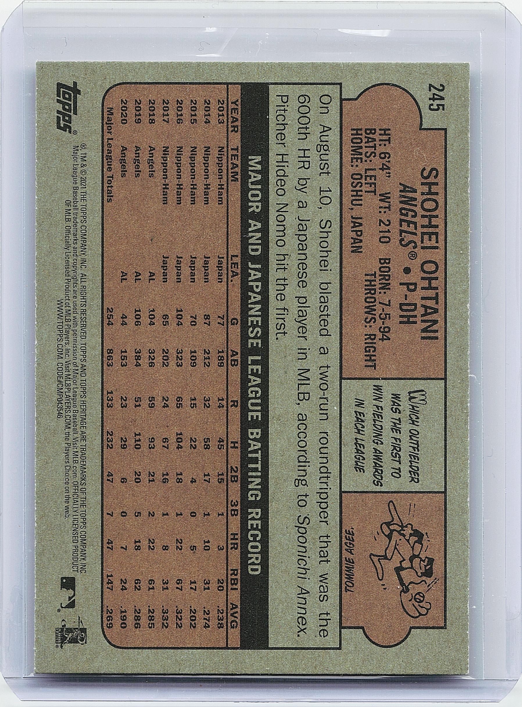 2021 Topps Heritage #245 Shohei Ohtani
