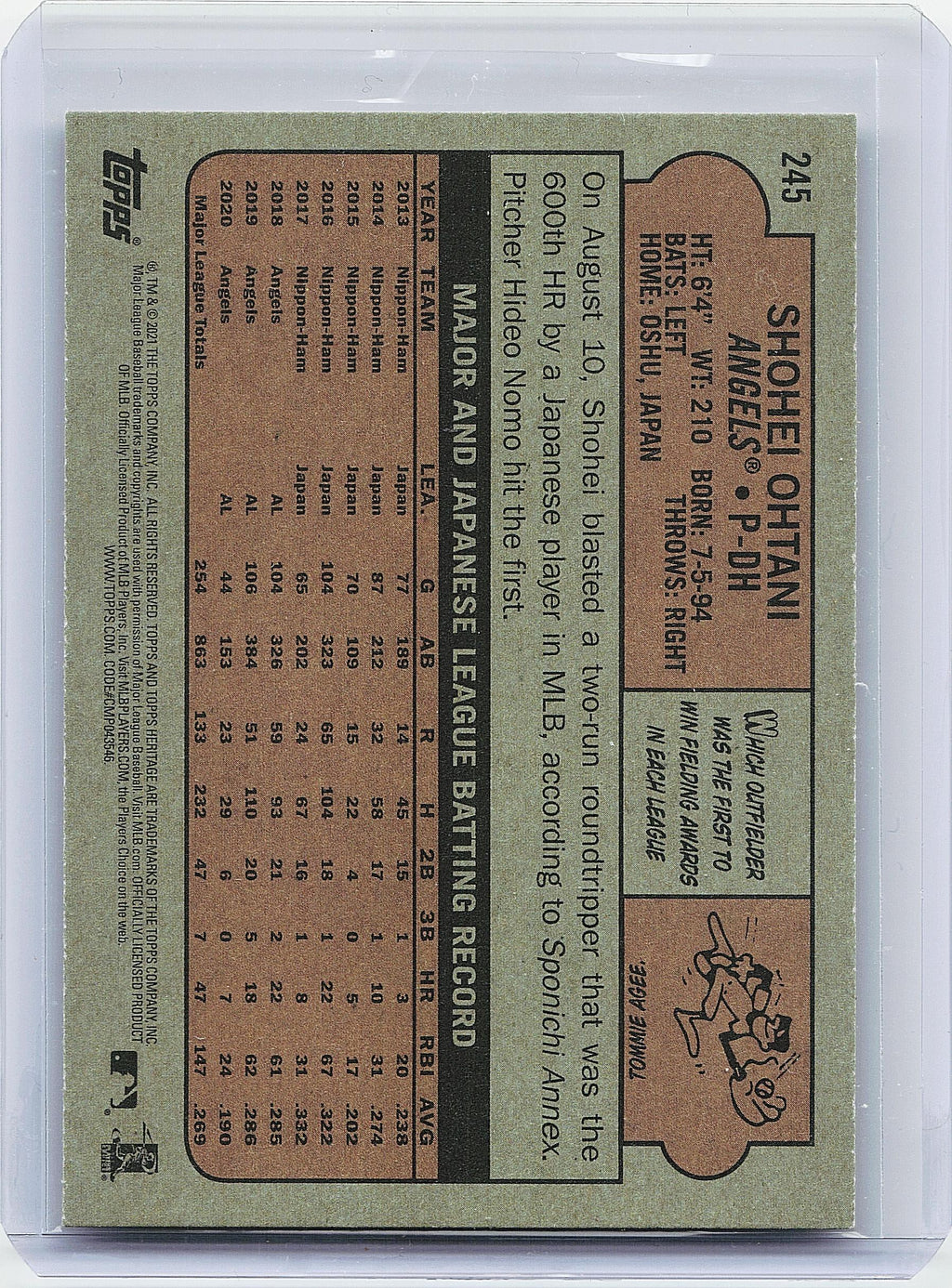 2021 Topps Heritage #245 Shohei Ohtani