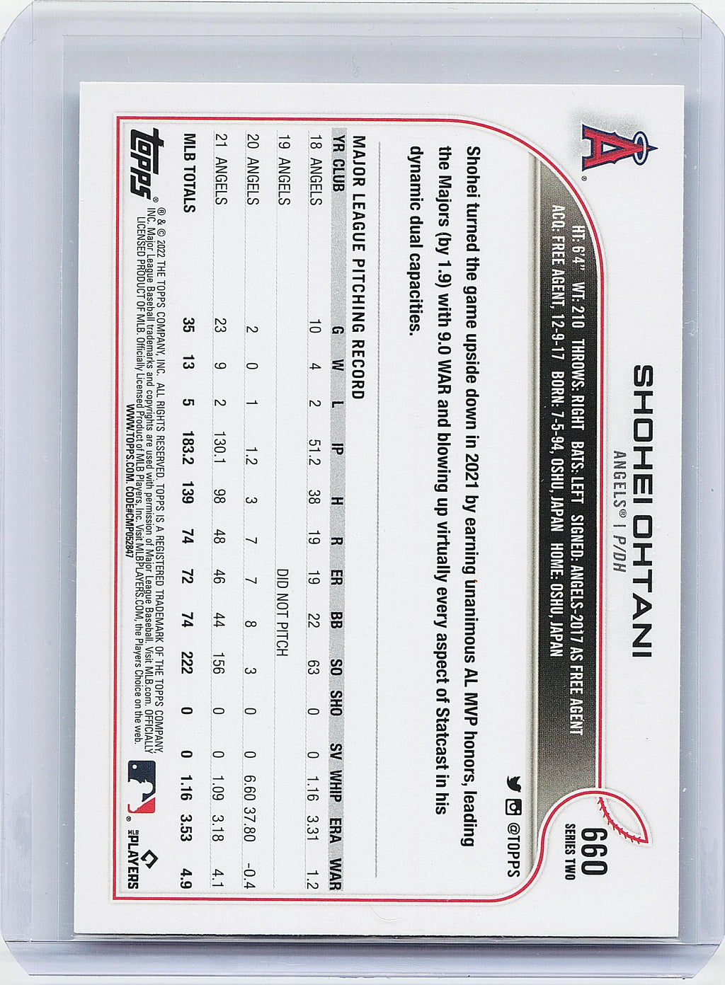 2022 Topps #660 Shohei Ohtani