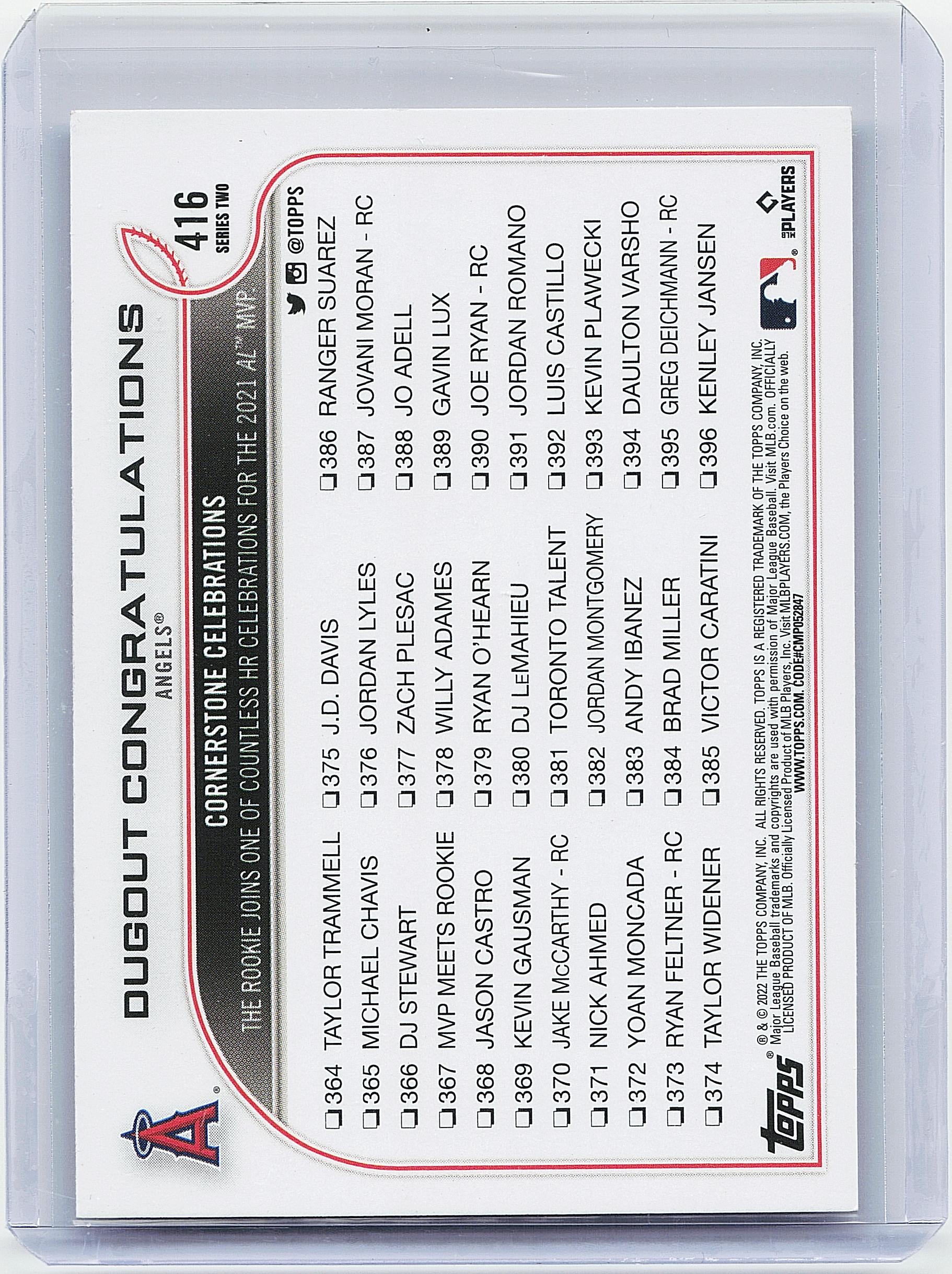 2022 Topps #416 Dugout Congratulations