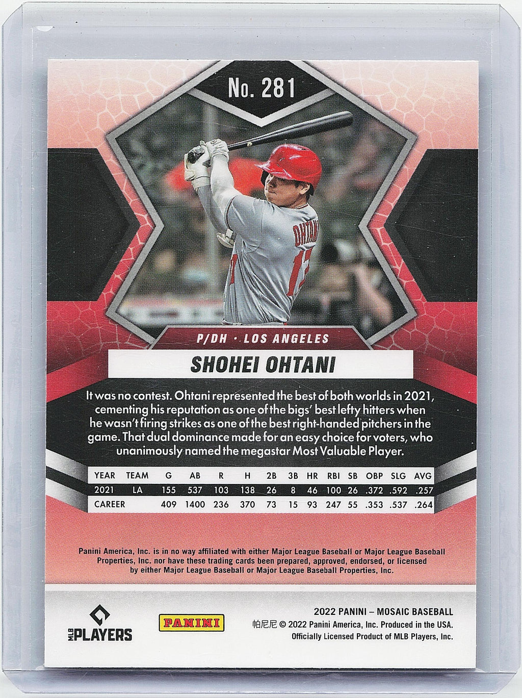 2022 Panini Mosaic #281 Shohei Ohtani
