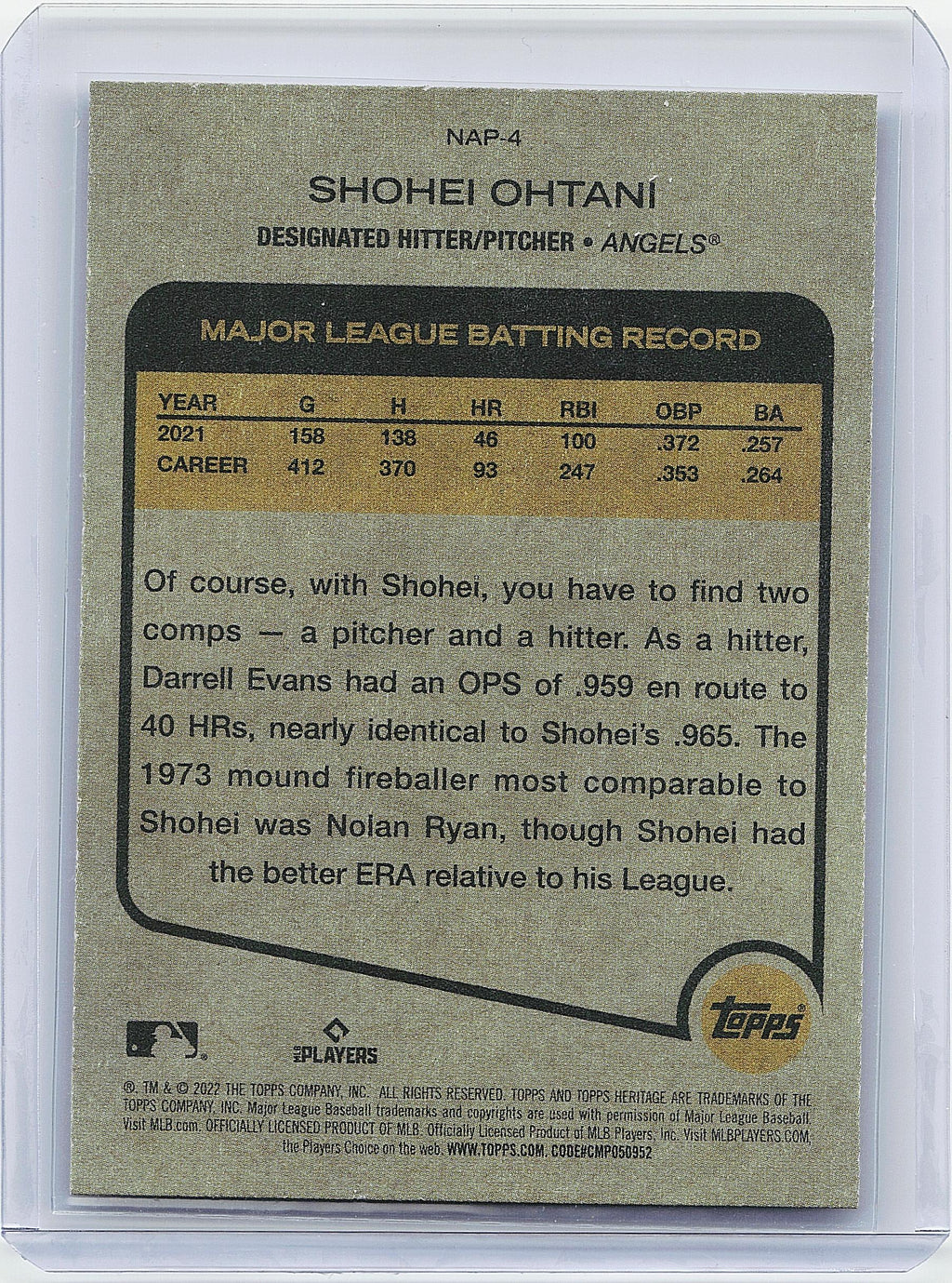 2022 Topps Heritage #NAP-4 Shohei Ohtani New Age Performers