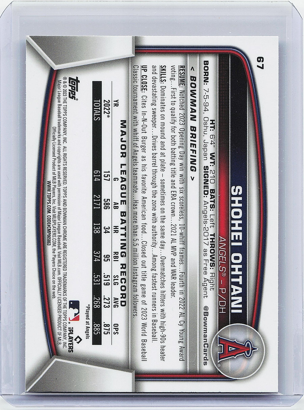 2023 Bowman Chrome #67 Shohei Ohtani