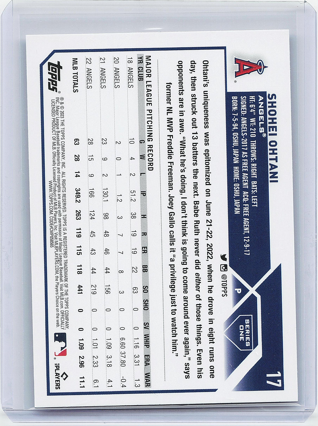2023 Topps #17 Shohei Ohtani