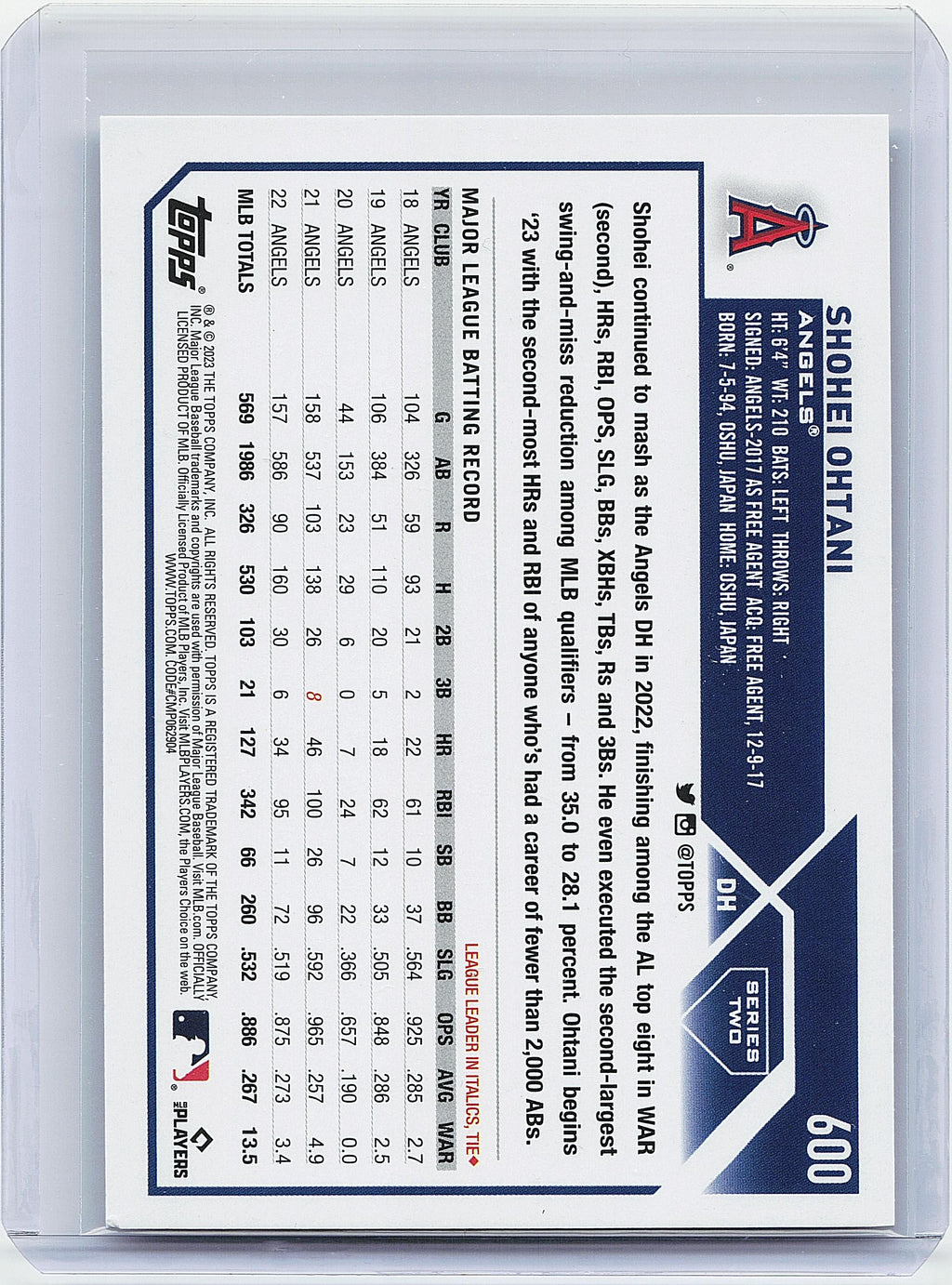2023 Topps #600 Shohei Ohtani