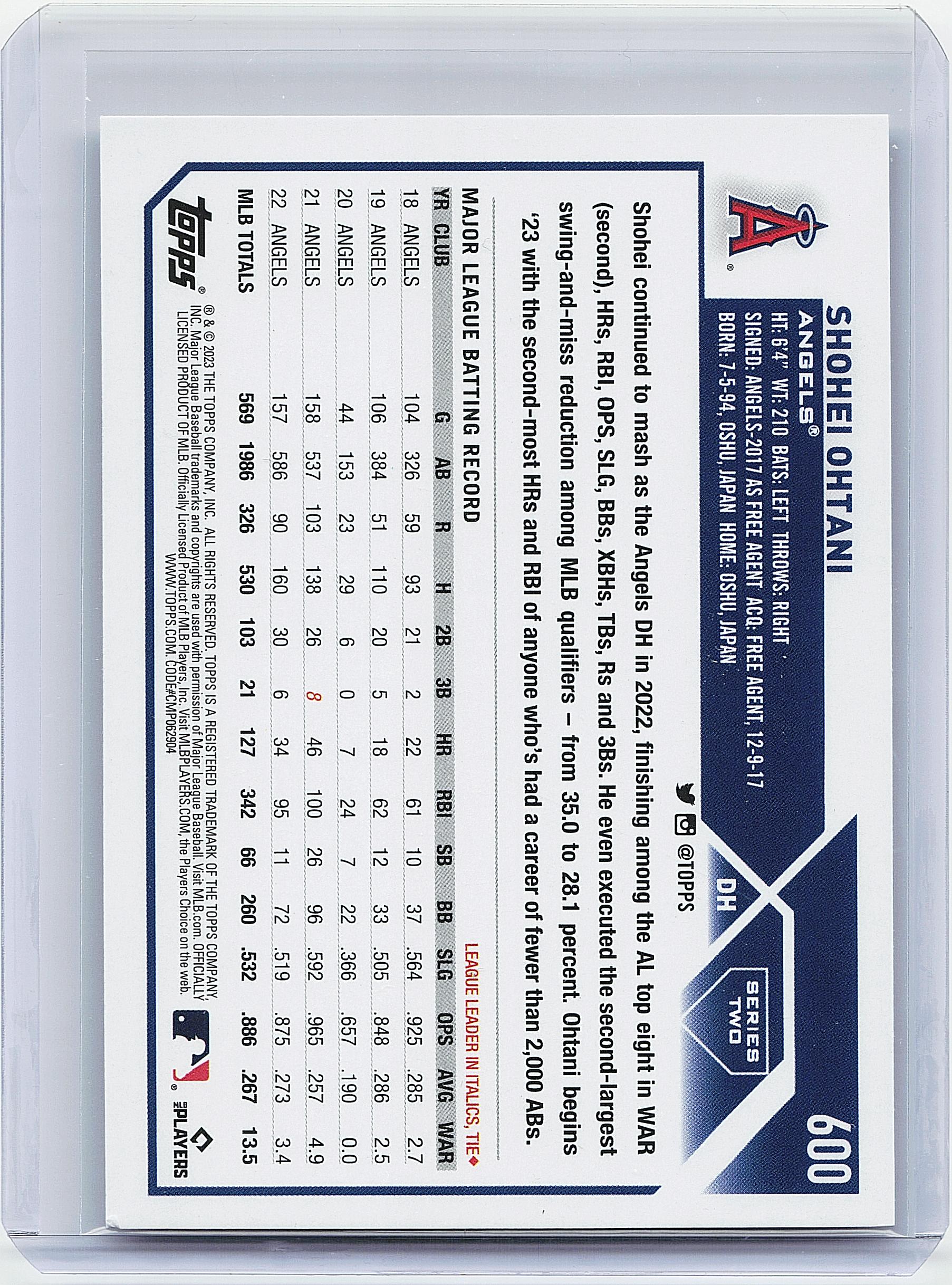 2023 Topps #600 Shohei Ohtani