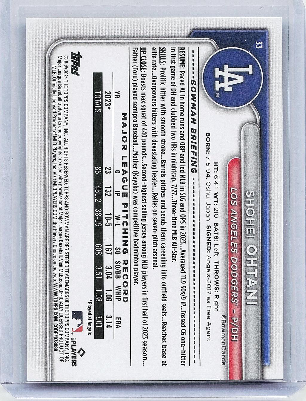 2024 Bowman #33 Shohei Ohtani