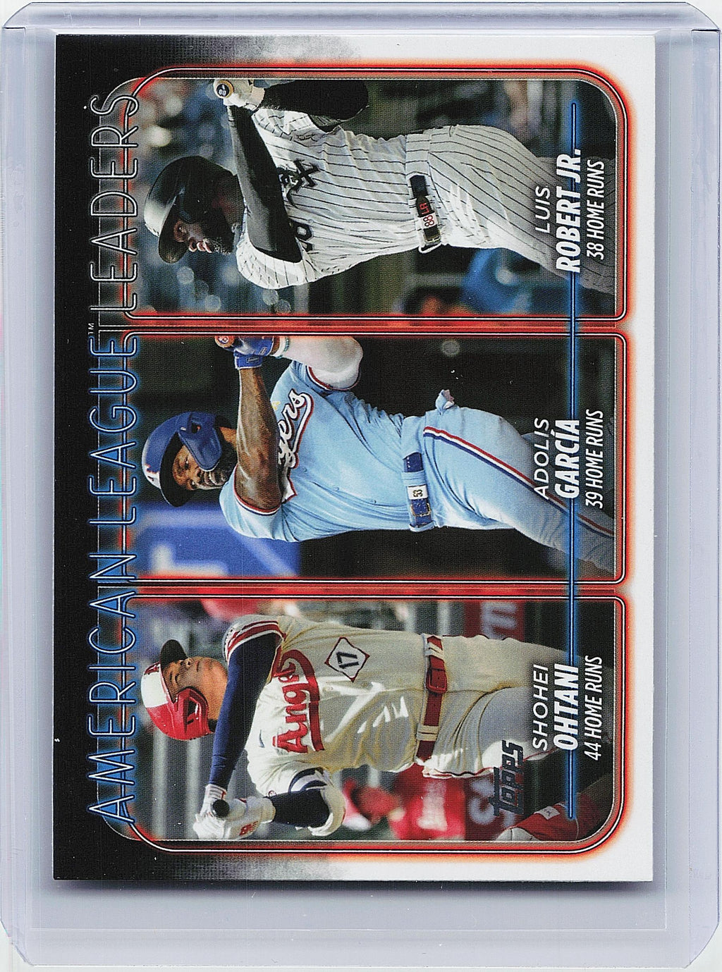 2024 Topps #179 AL Leaders Home Runs (Shohei Ohtani / García / Robert Jr.)
