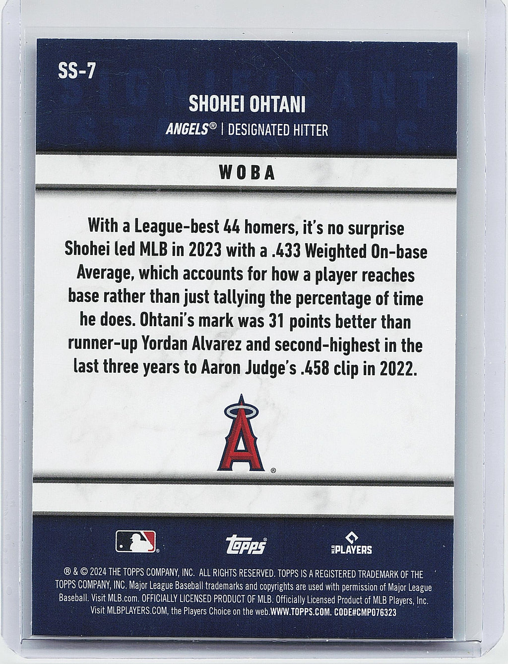 2024 Topps #SS-7 Shohei Ohtani Significant Statistics