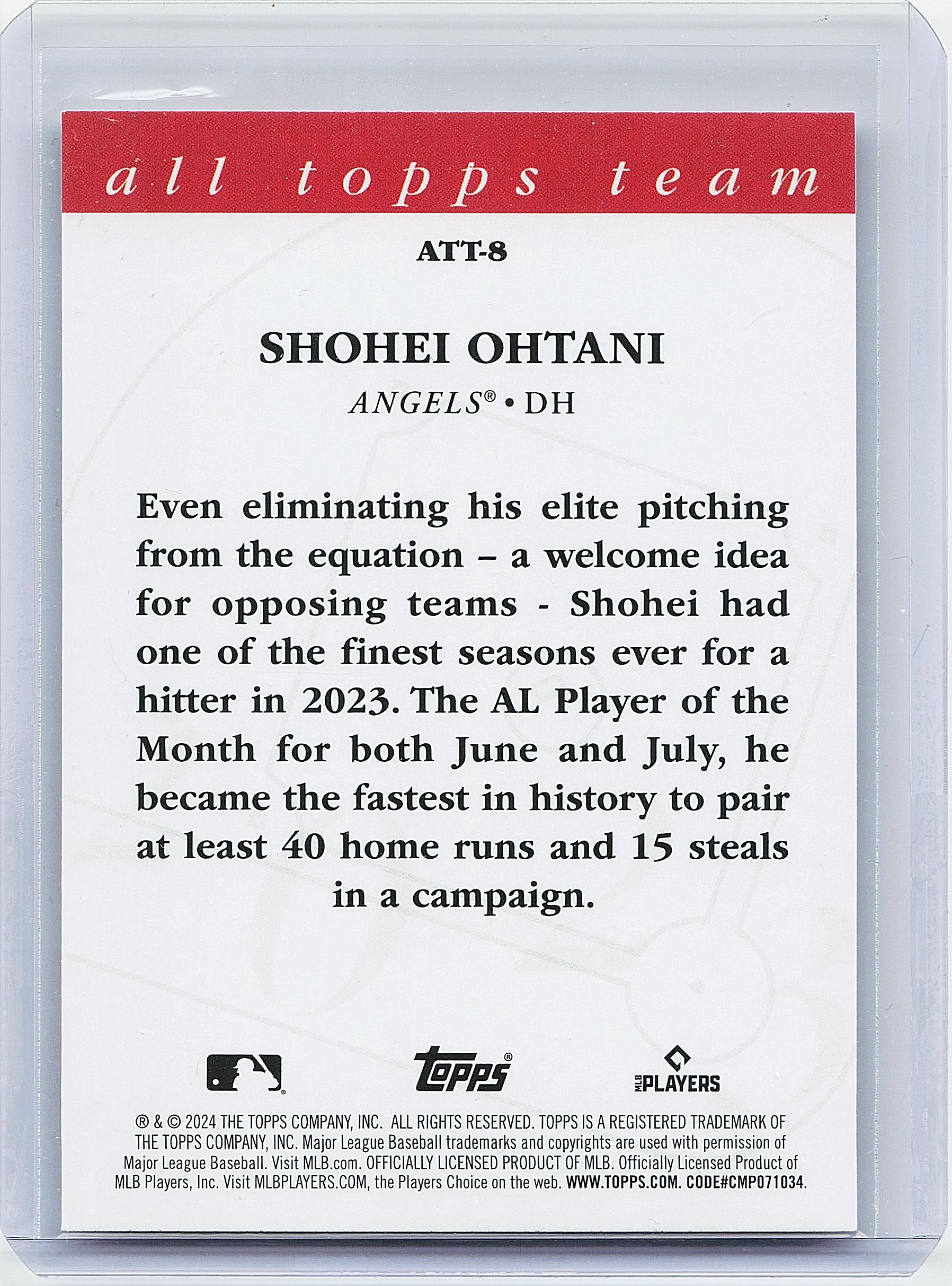 2024 Topps #ATT-8 Shohei Ohtani 2023 All Topps Team
