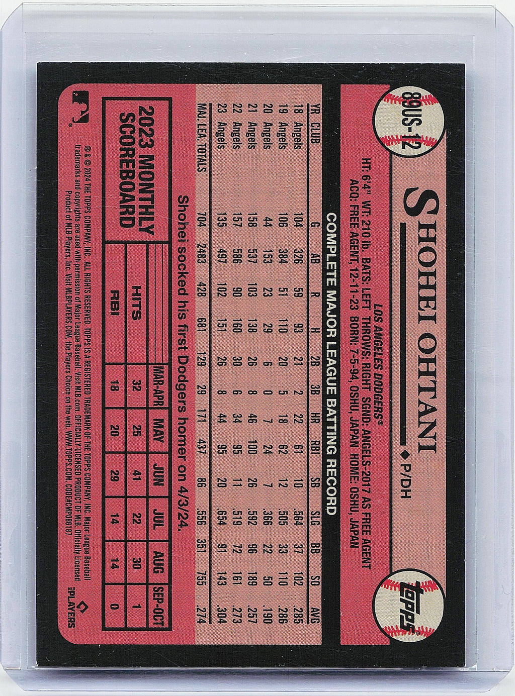 2024 Topps Update #89US-12 Shohei Ohtani 1989 Topps Baseball 35th Anniversary
