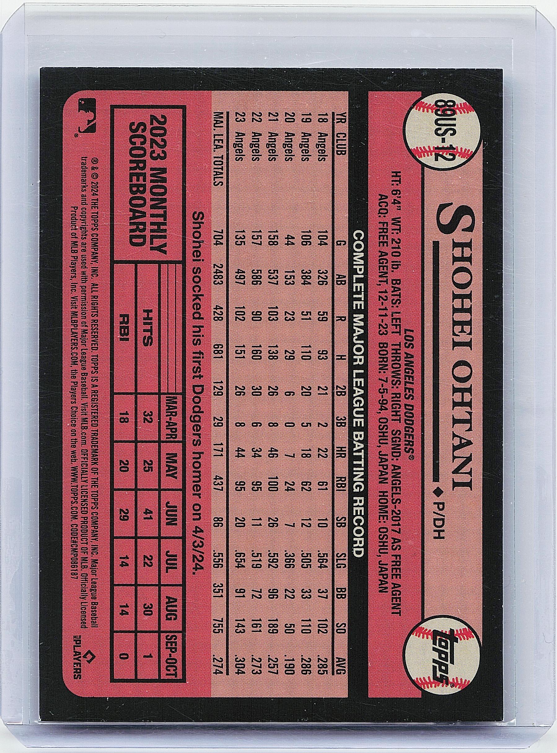 2024 Topps Update #89US-12 Shohei Ohtani 1989 Topps Baseball 35th Anniversary