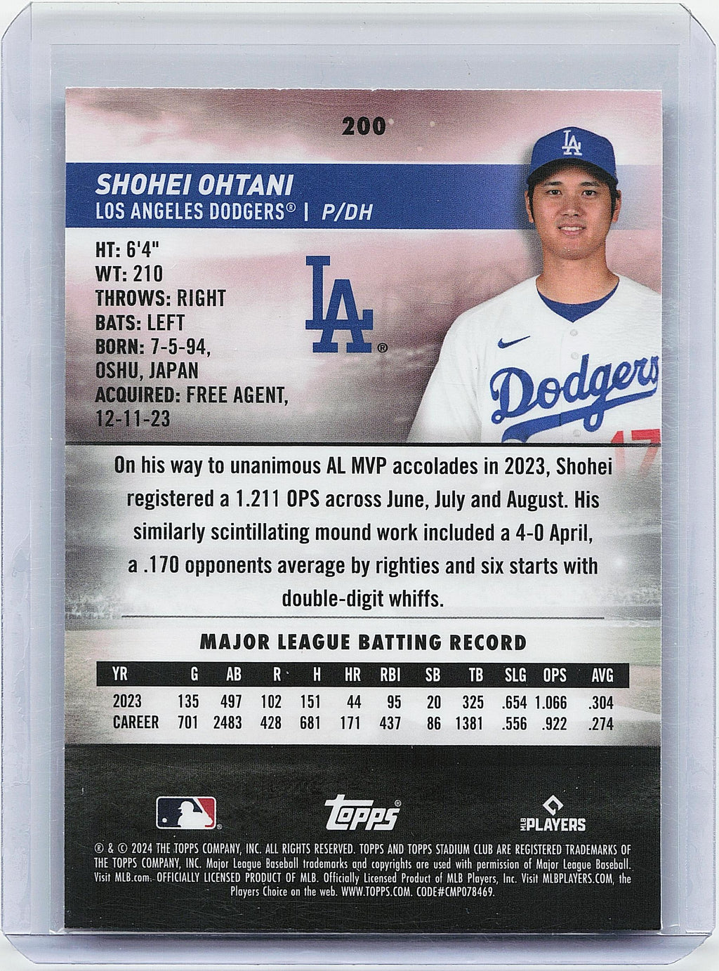 2024 Stadium Club #200 Shohei Ohtani Chrome