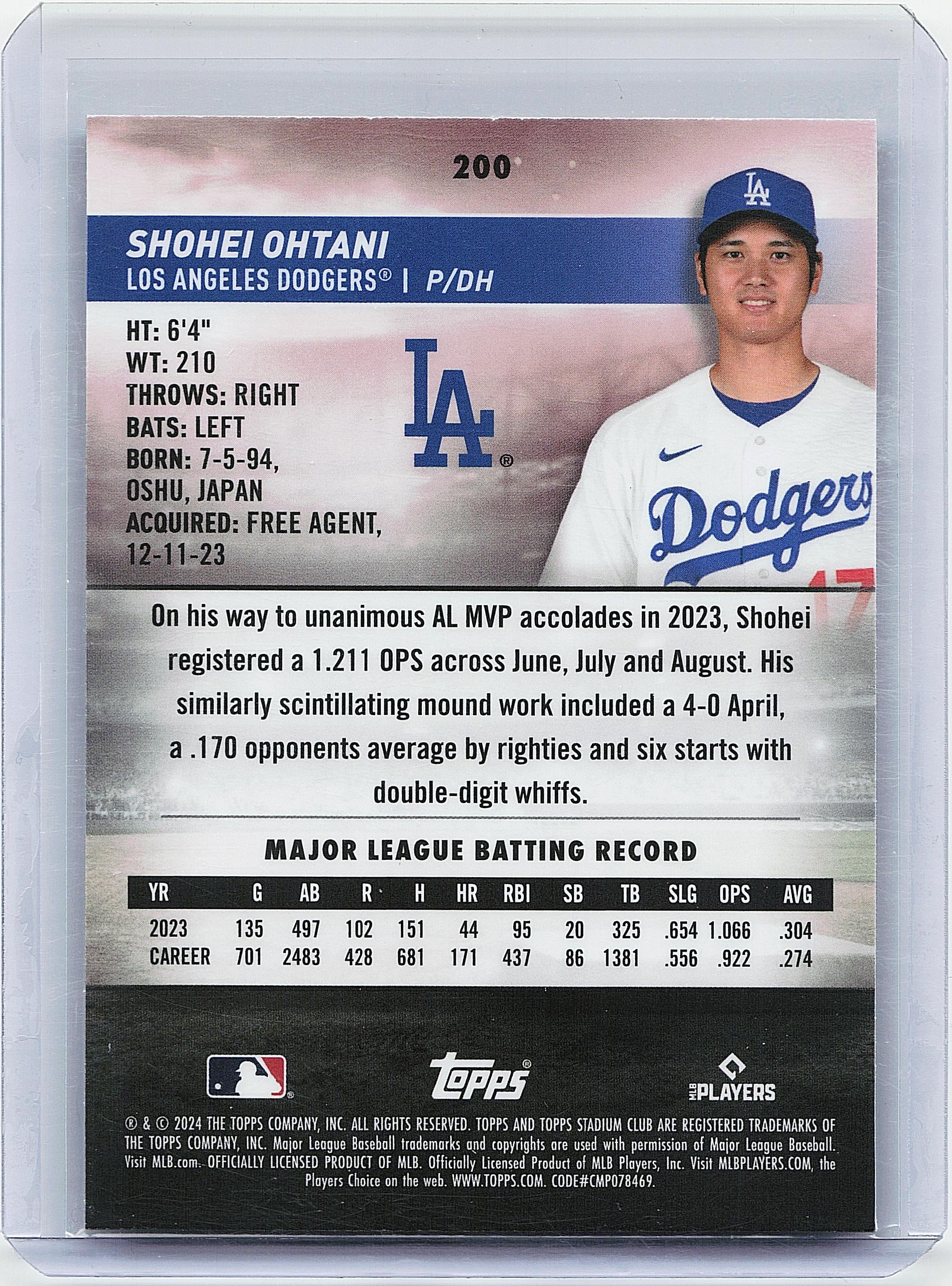 2024 Stadium Club #200 Shohei Ohtani Chrome