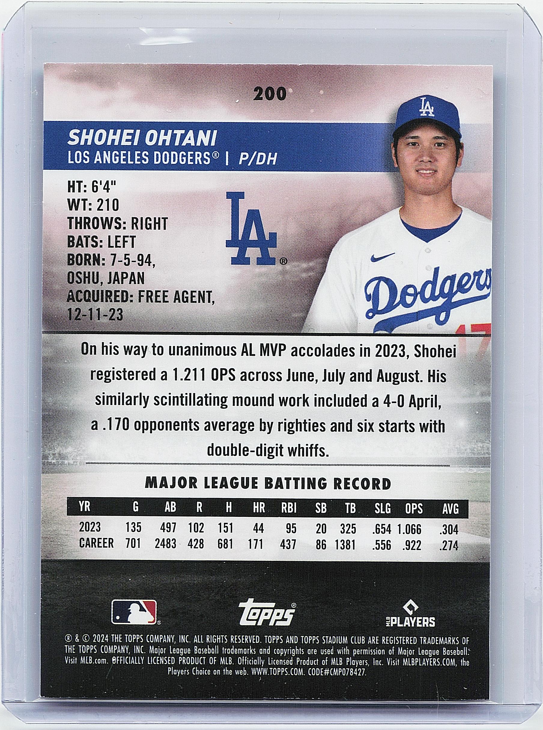 2024 Stadium Club #200 Shohei Ohtani