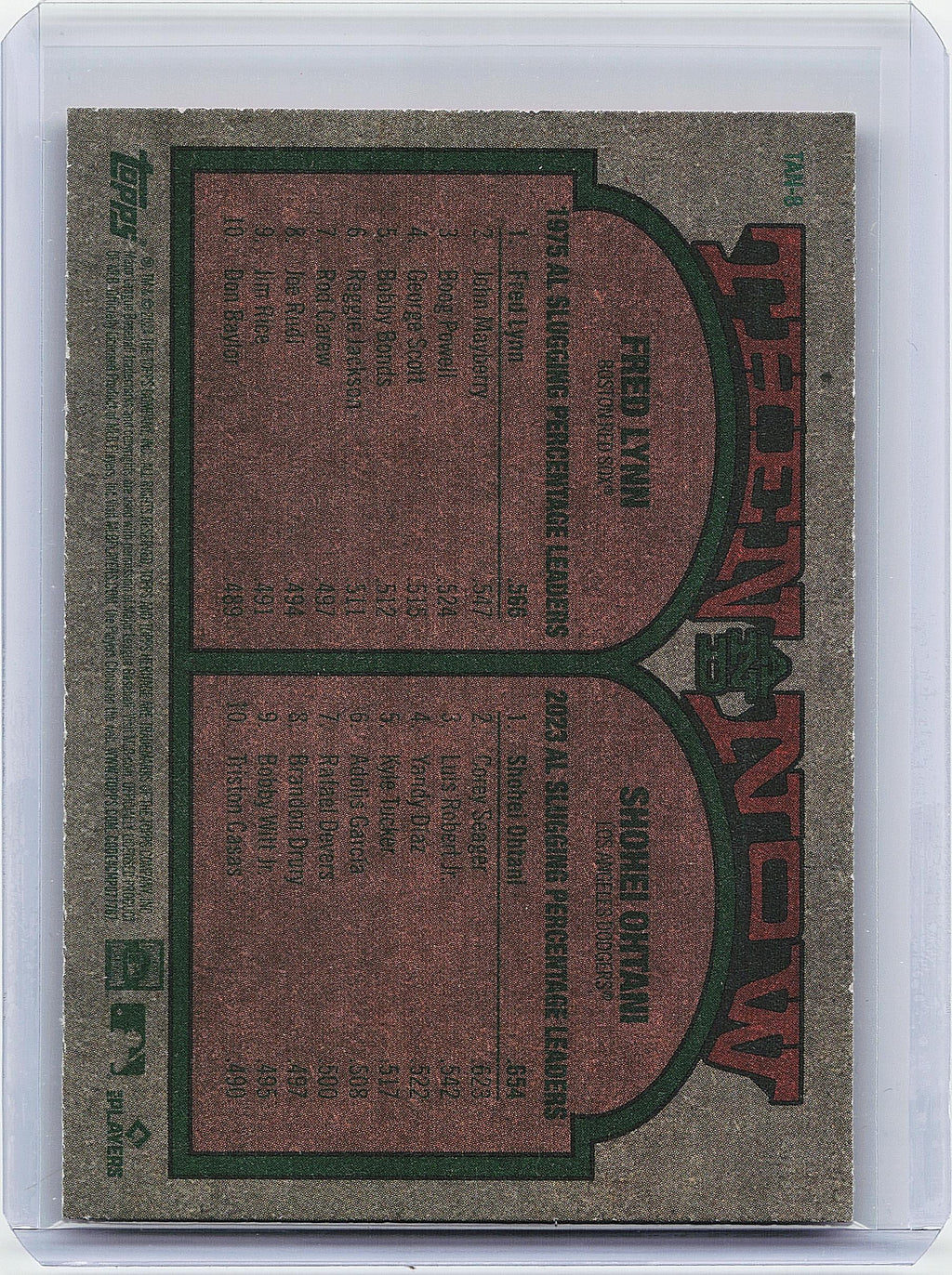 2024 Topps Heritage #TAN-8 Fred Lynn / Shohei Ohtani Then and Now