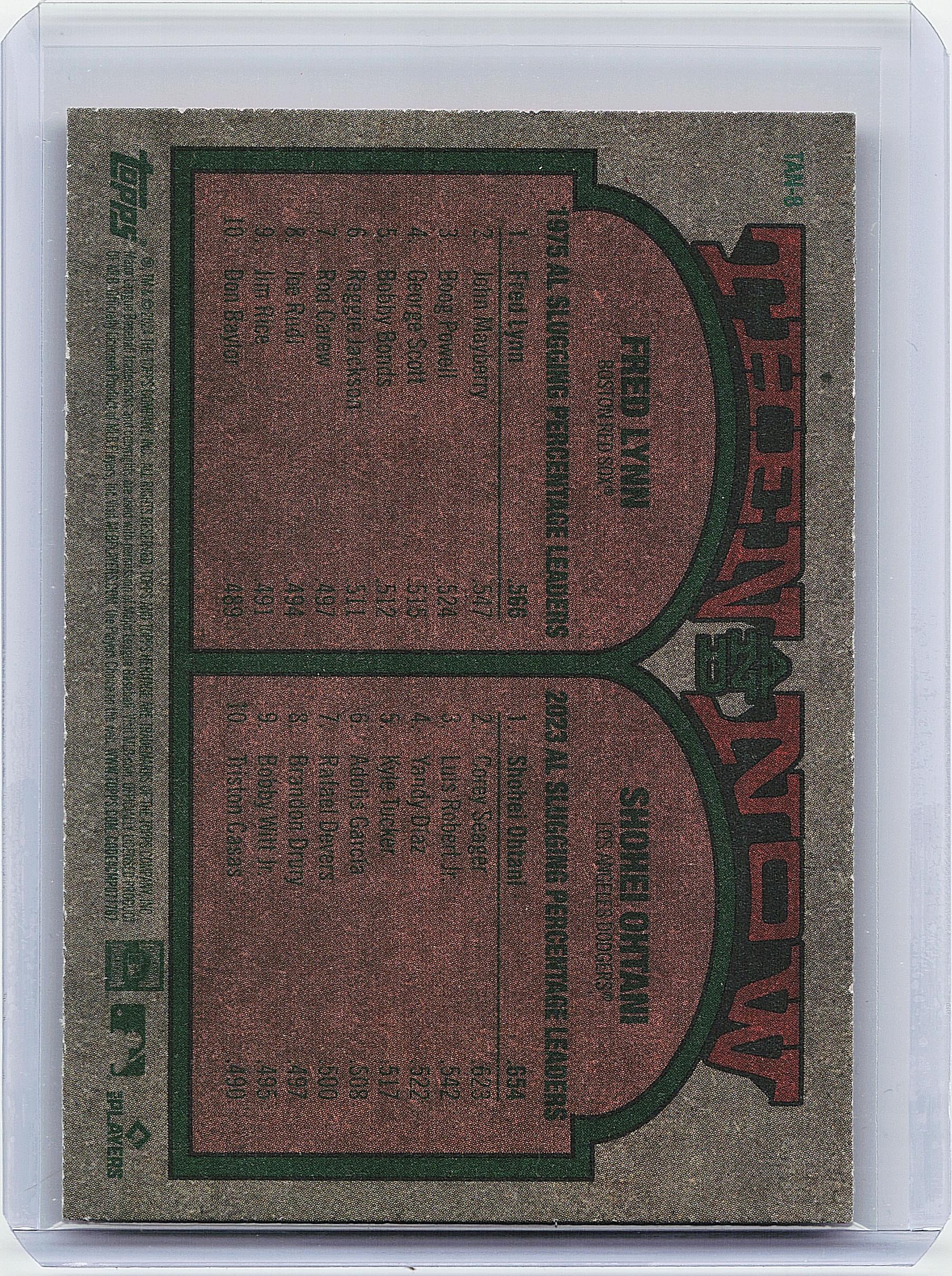 2024 Topps Heritage #TAN-8 Fred Lynn / Shohei Ohtani Then and Now