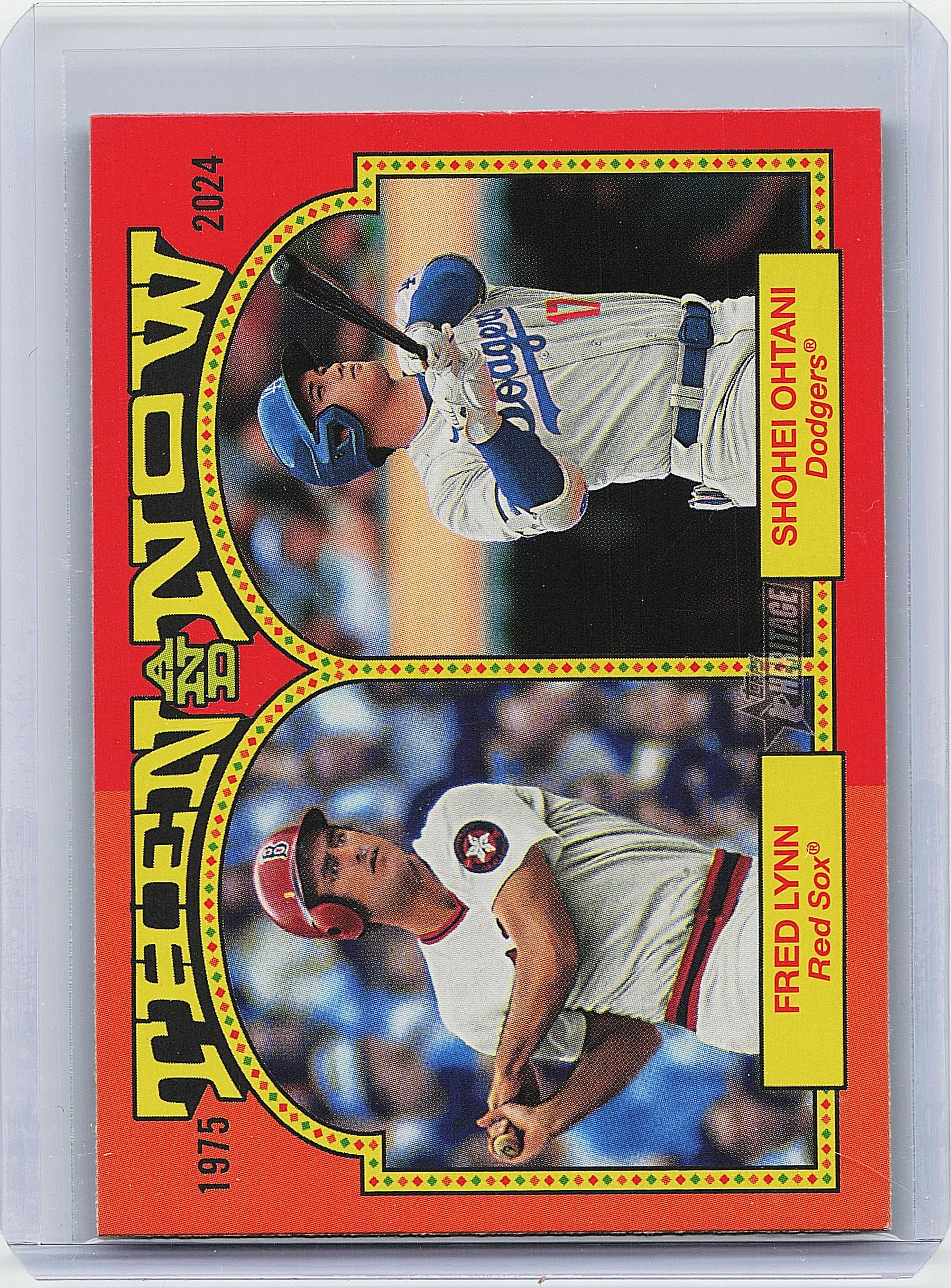 2024 Topps Heritage #TAN-8 Fred Lynn / Shohei Ohtani Then and Now
