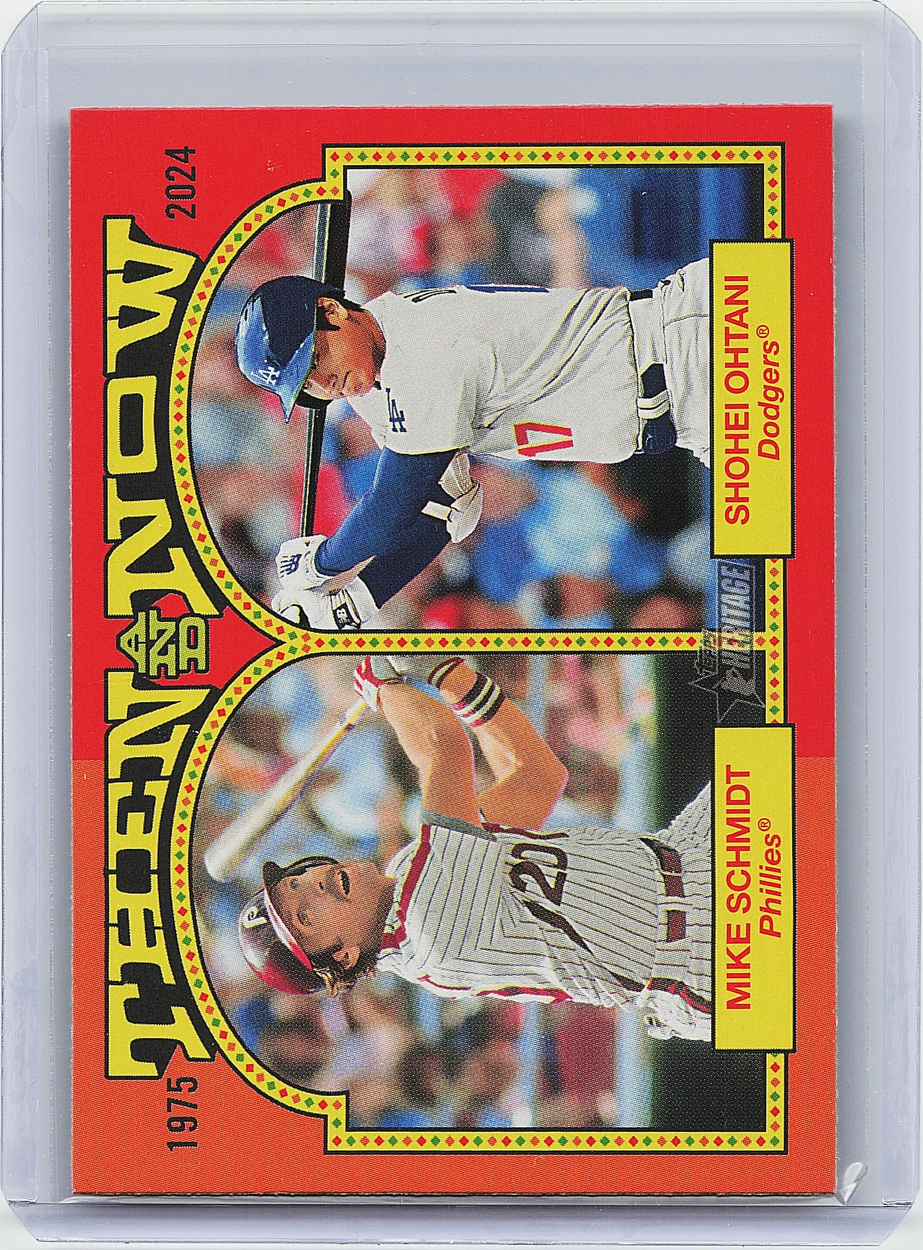 2024 Topps Heritage #TAN-2 Mike Schmidt / Shohei Ohtani Then and Now
